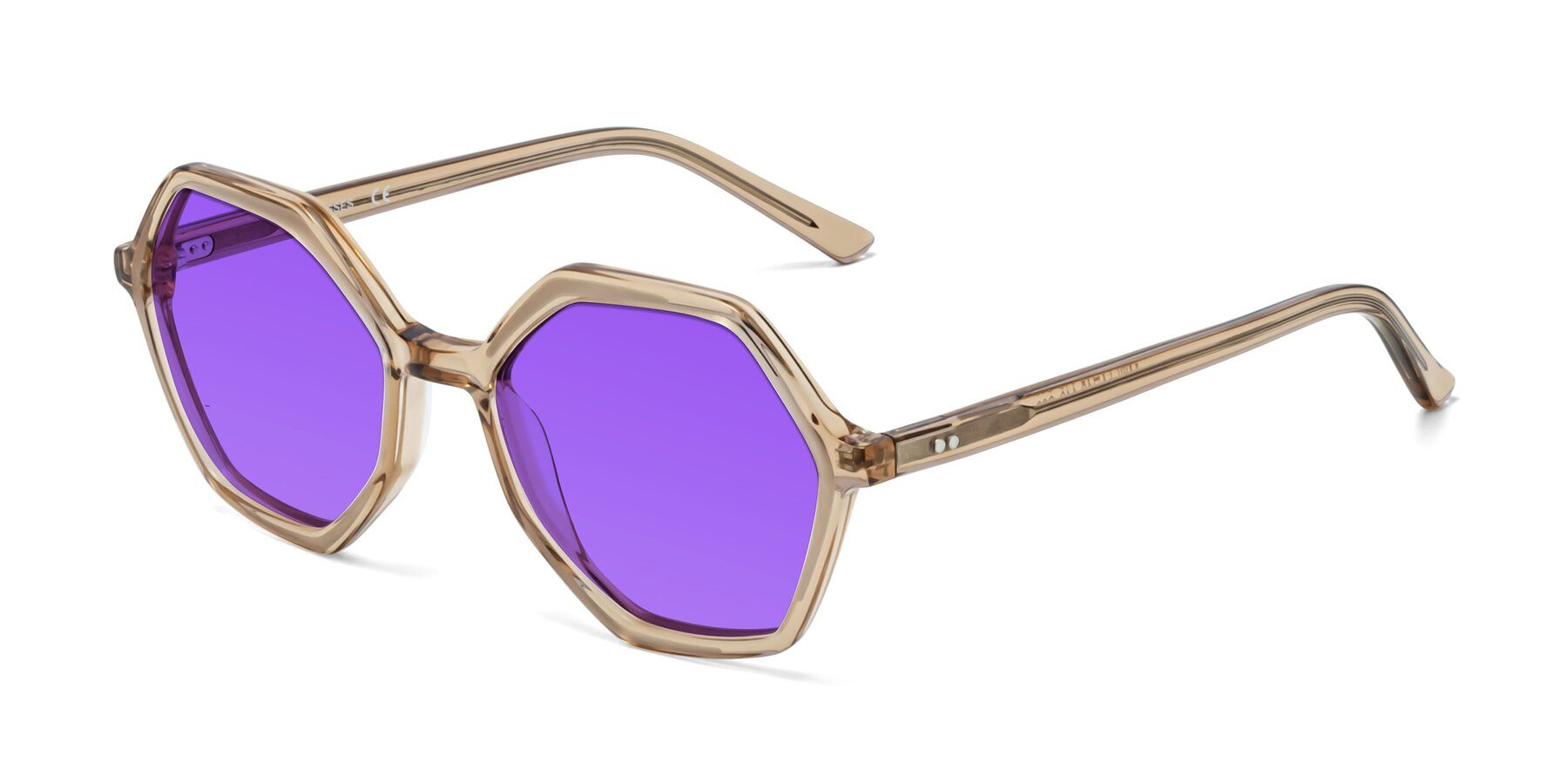Angle of 1489 in Light Brown with Purple Tinted Lenses