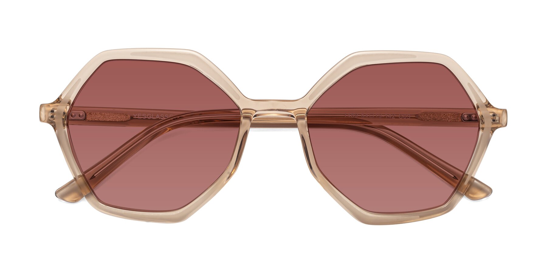 Folded Front of 1489 in Light Brown with Garnet Tinted Lenses