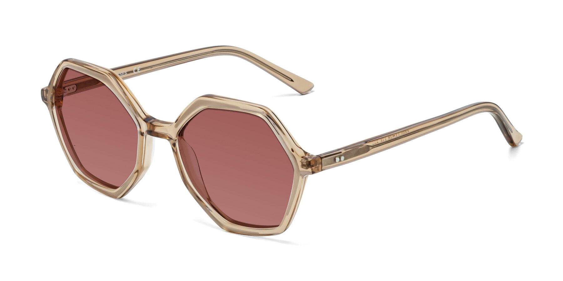 Angle of 1489 in Light Brown with Garnet Tinted Lenses