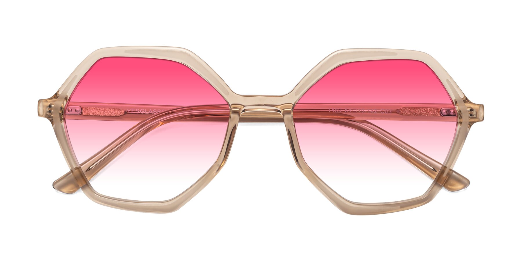Folded Front of 1489 in Light Brown with Pink Gradient Lenses