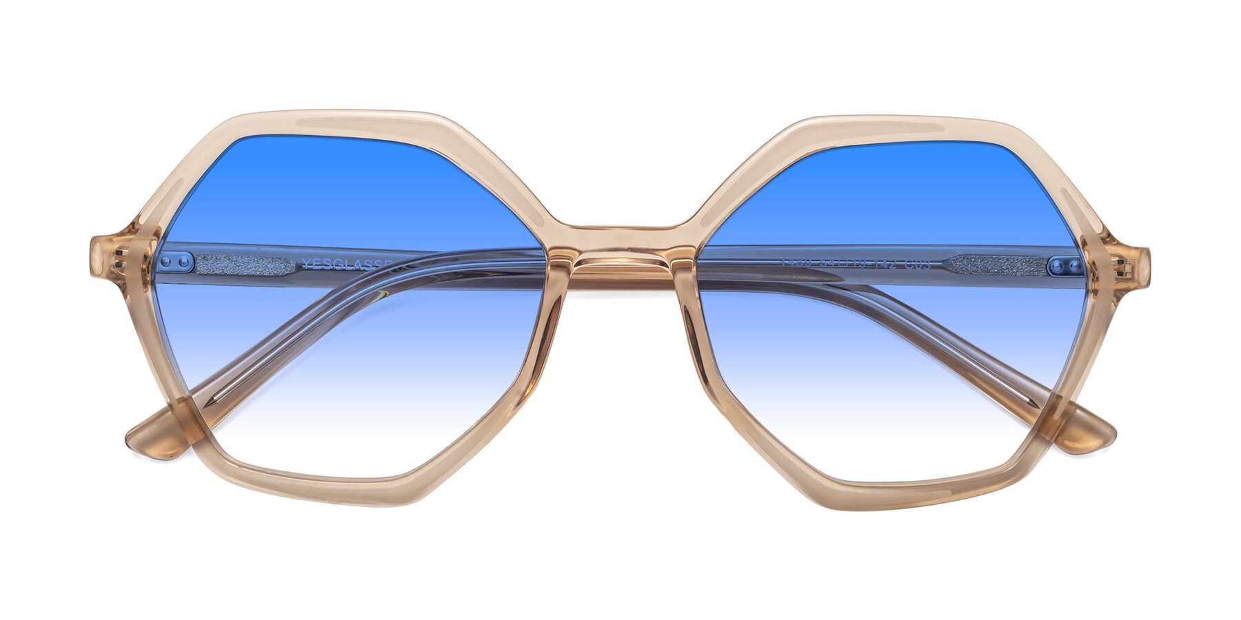 Folded Front of 1489 in Light Brown with Blue Gradient Lenses