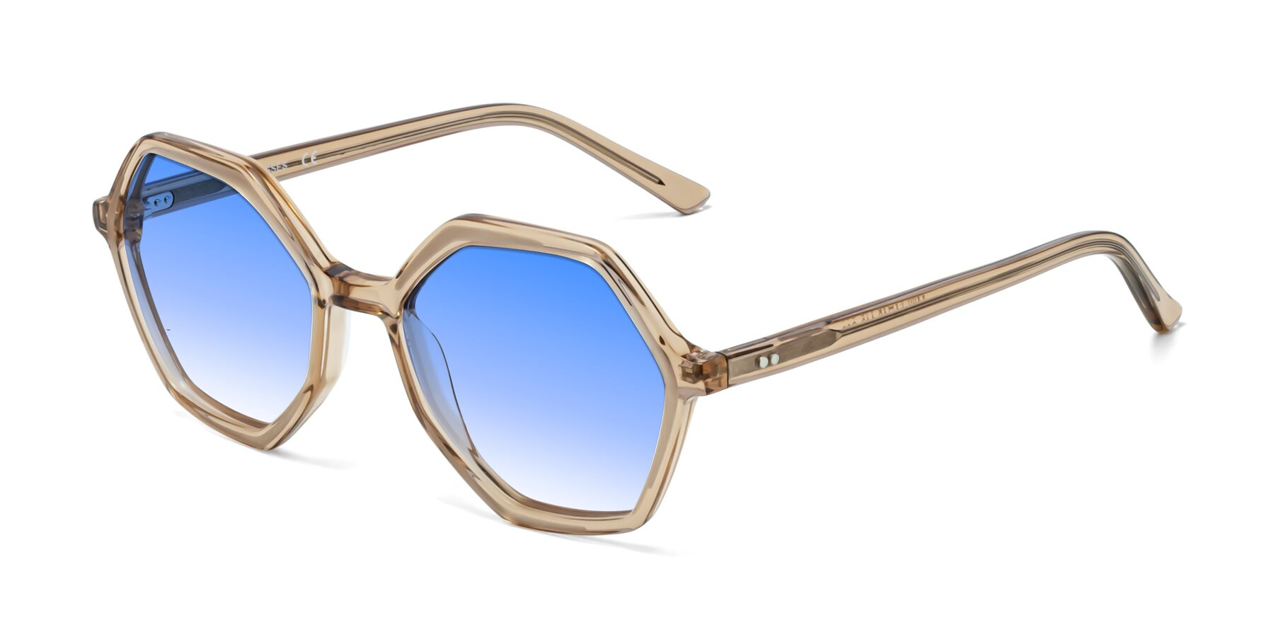 Angle of 1489 in Light Brown with Blue Gradient Lenses