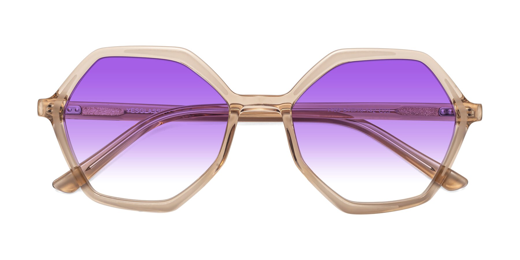 Folded Front of 1489 in Light Brown with Purple Gradient Lenses