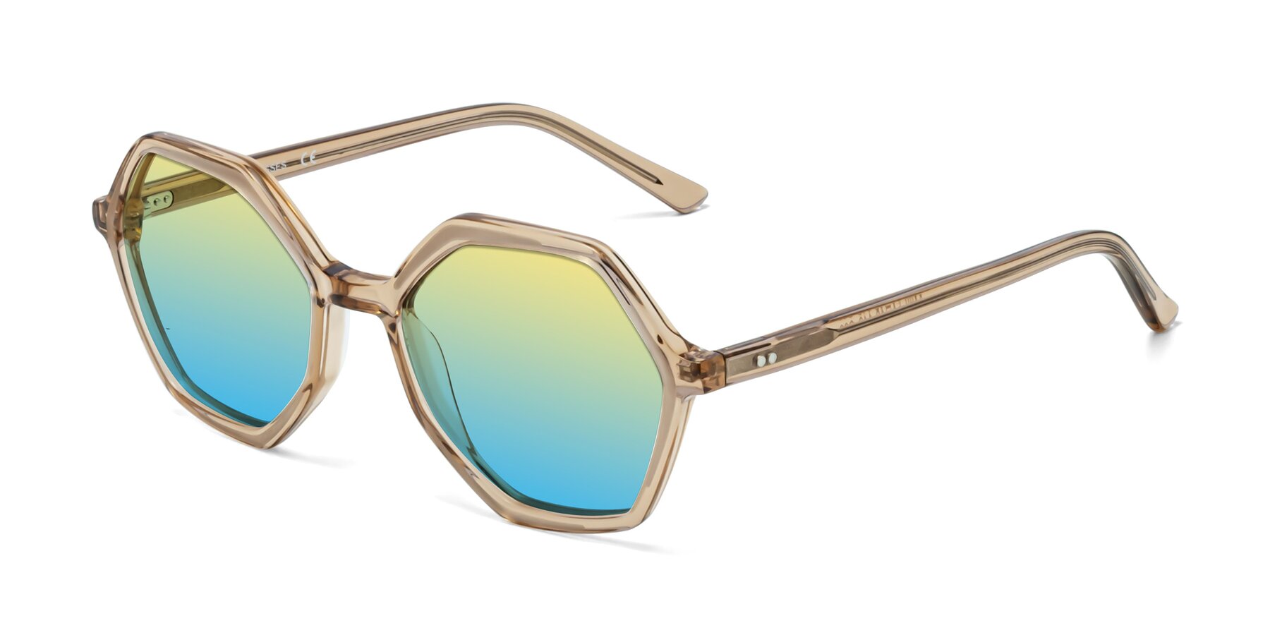 Angle of 1489 in Light Brown with Yellow / Blue Gradient Lenses