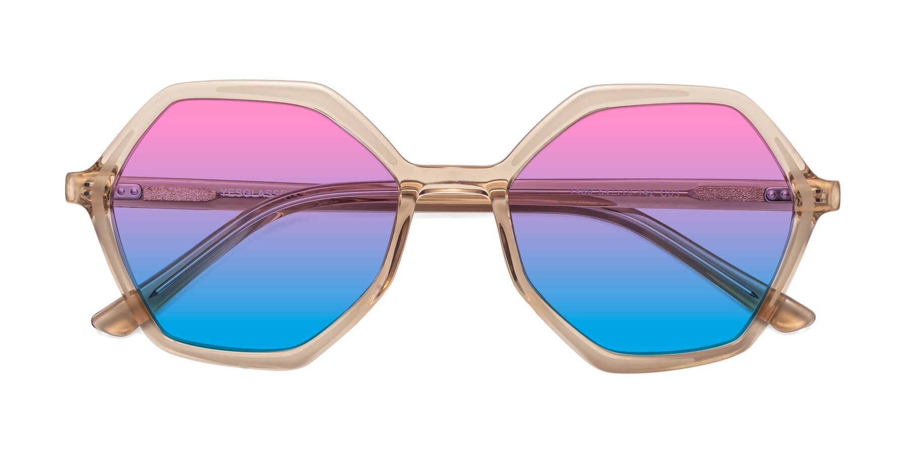 Folded Front of 1489 in Light Brown with Pink / Blue Gradient Lenses