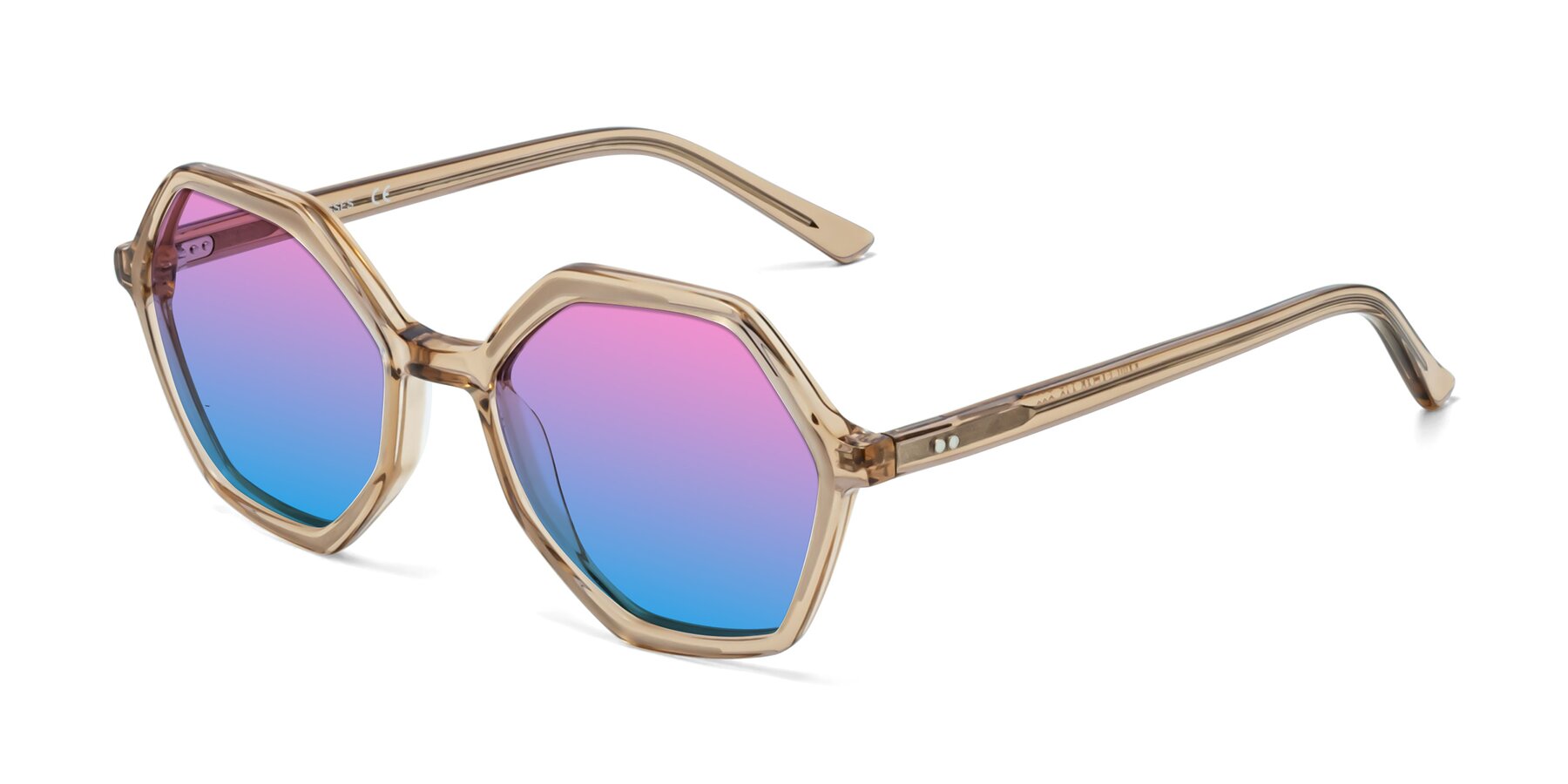 Angle of 1489 in Light Brown with Pink / Blue Gradient Lenses