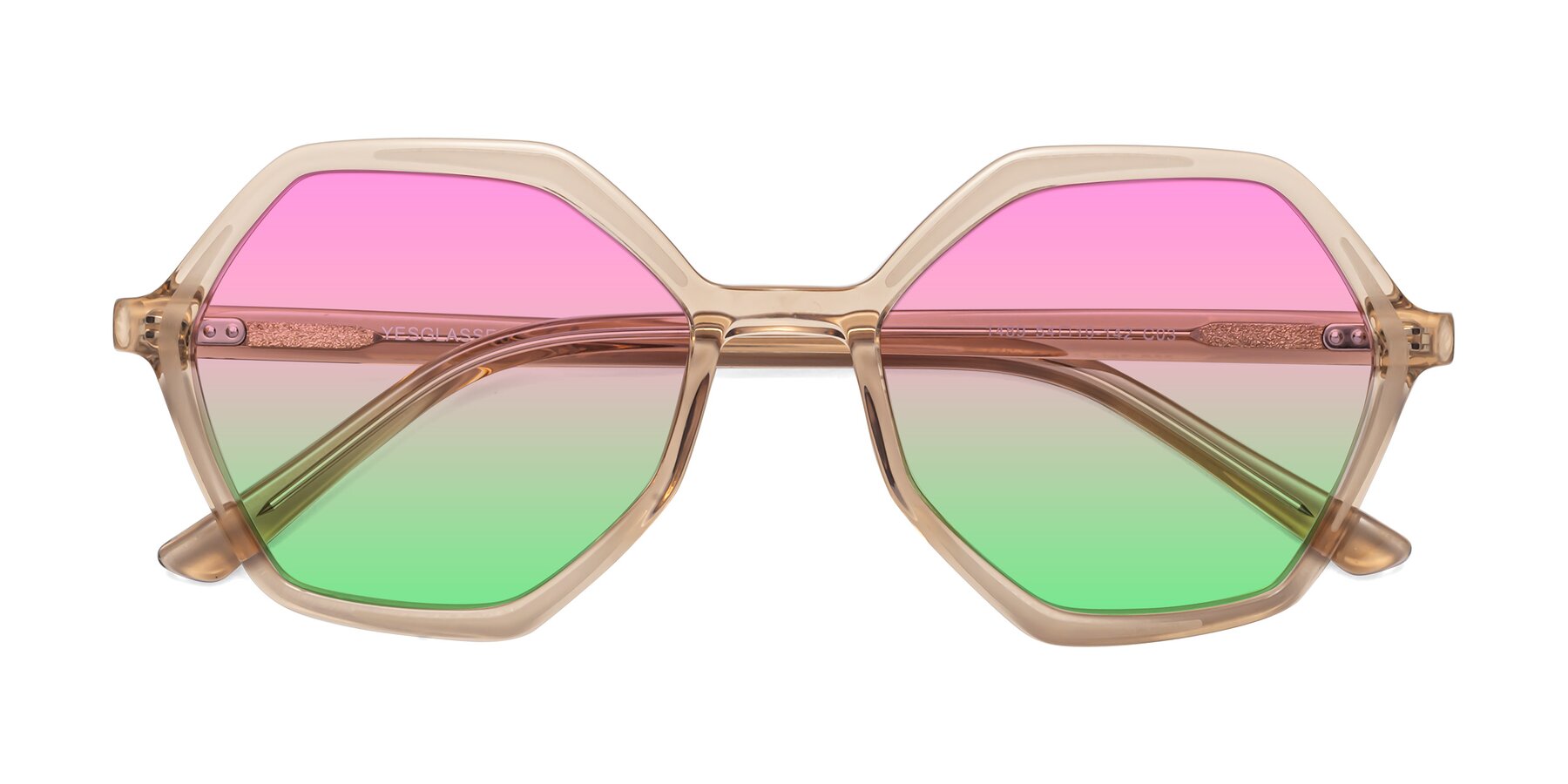 Folded Front of 1489 in Light Brown with Pink / Green Gradient Lenses