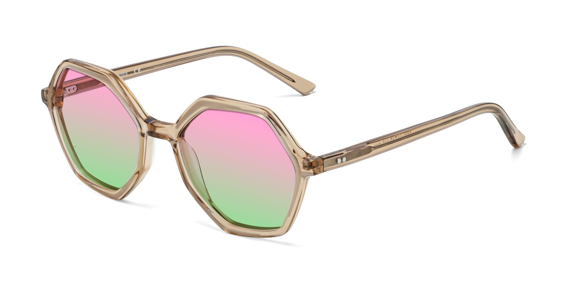 Angle of 1489 in Light Brown with Pink / Green Gradient Lenses