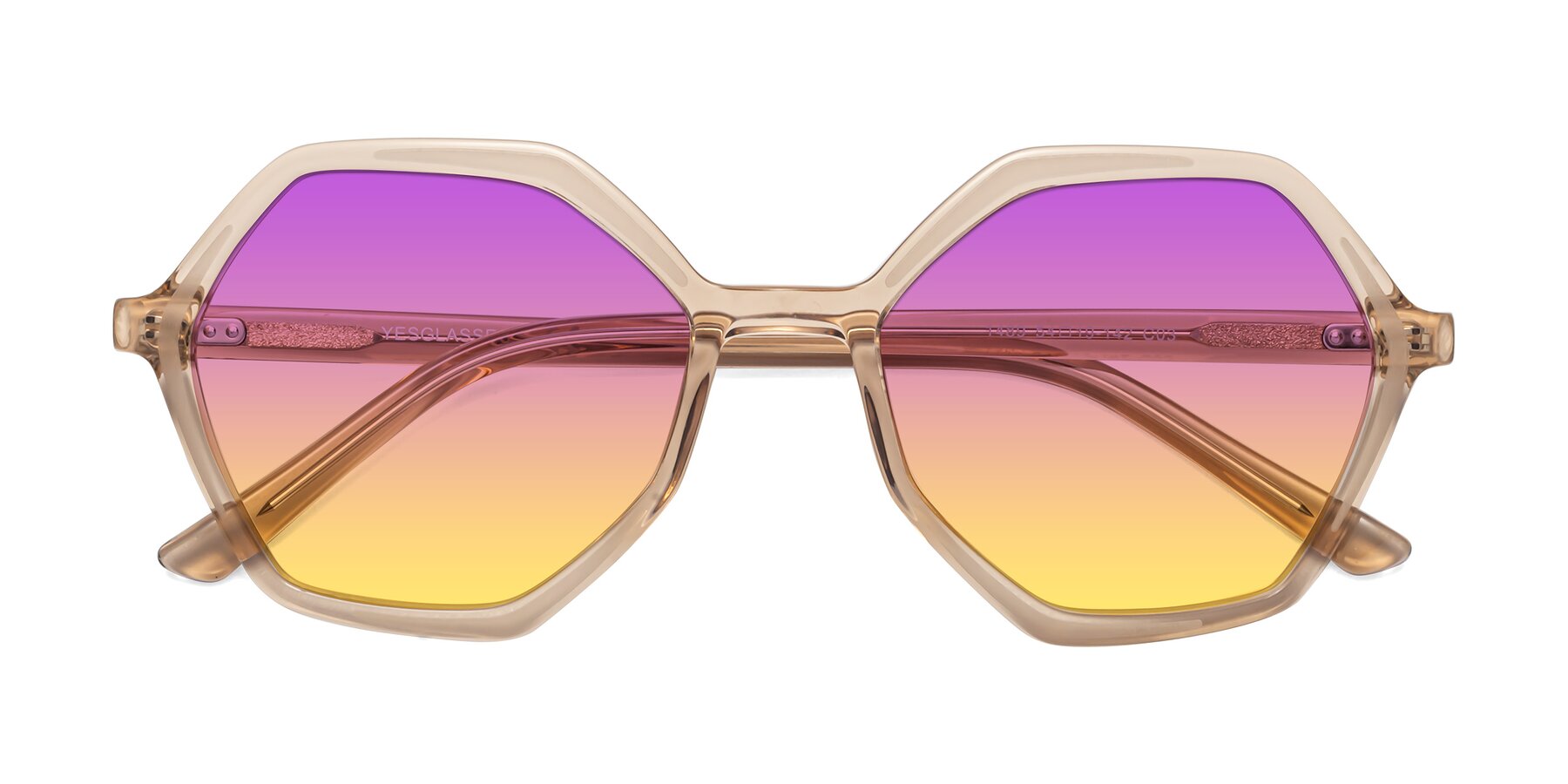 Folded Front of 1489 in Light Brown with Purple / Yellow Gradient Lenses