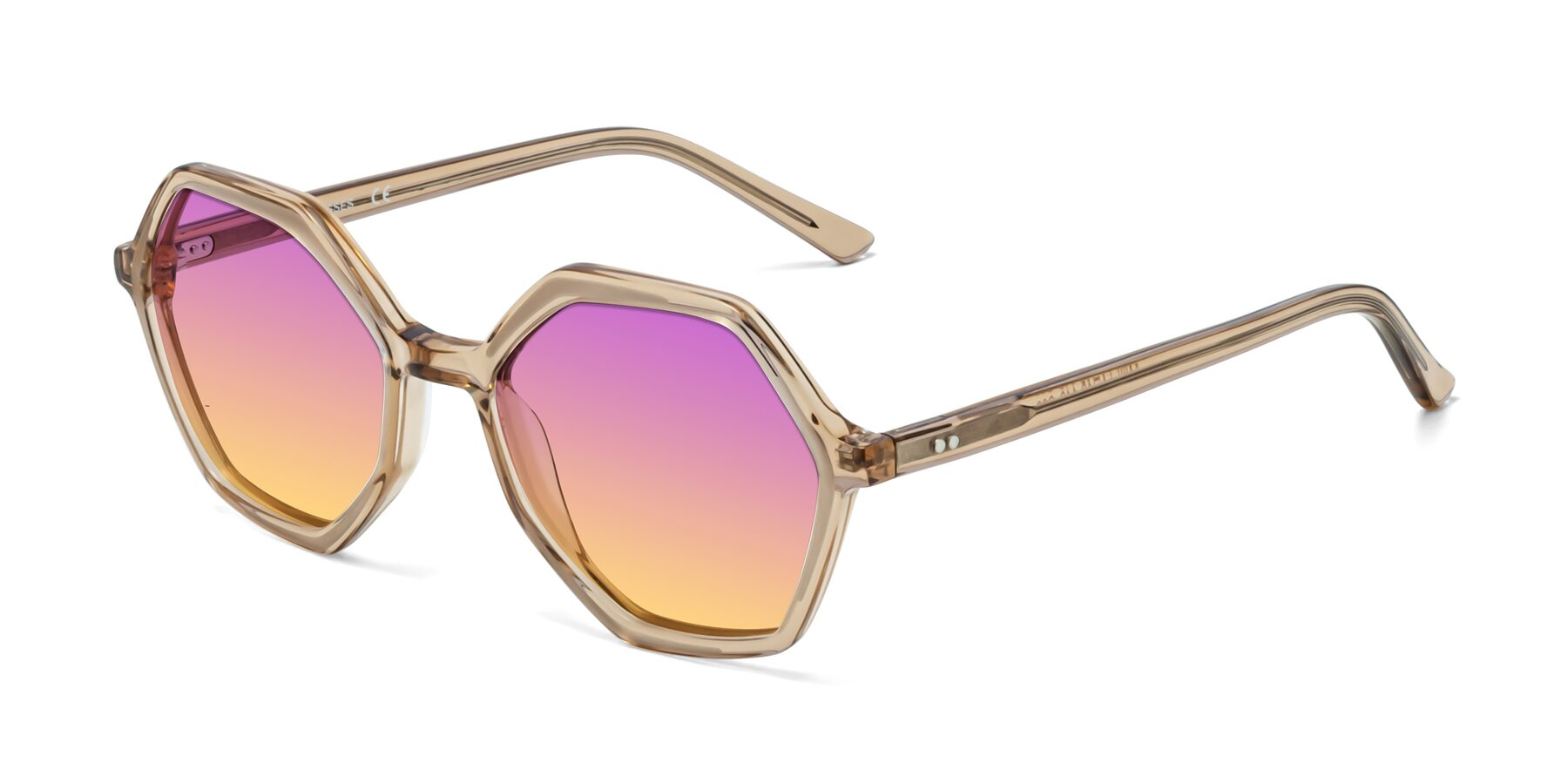 Angle of 1489 in Light Brown with Purple / Yellow Gradient Lenses