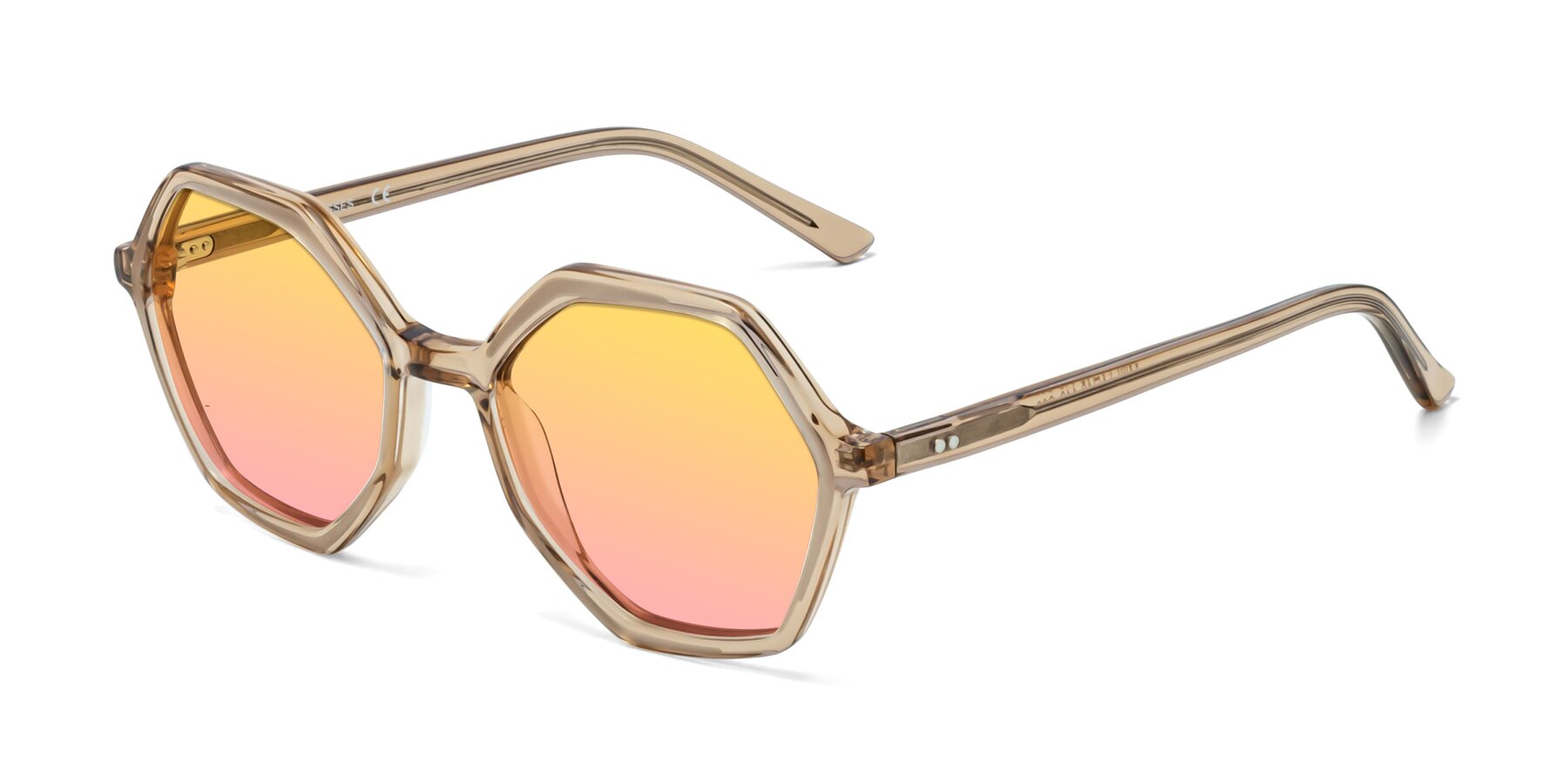 Angle of 1489 in Light Brown with Yellow / Pink Gradient Lenses