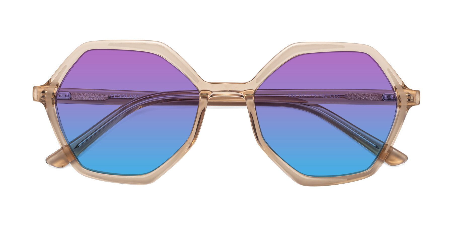Folded Front of 1489 in Light Brown with Purple / Blue Gradient Lenses