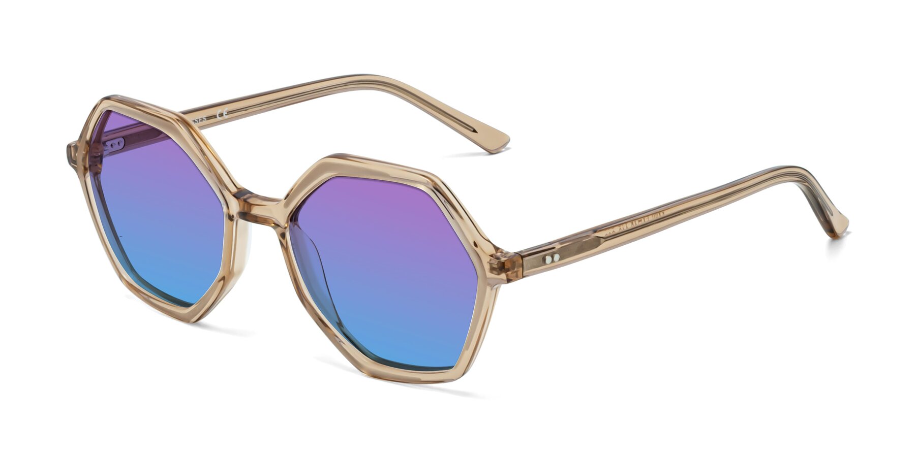 Angle of 1489 in Light Brown with Purple / Blue Gradient Lenses