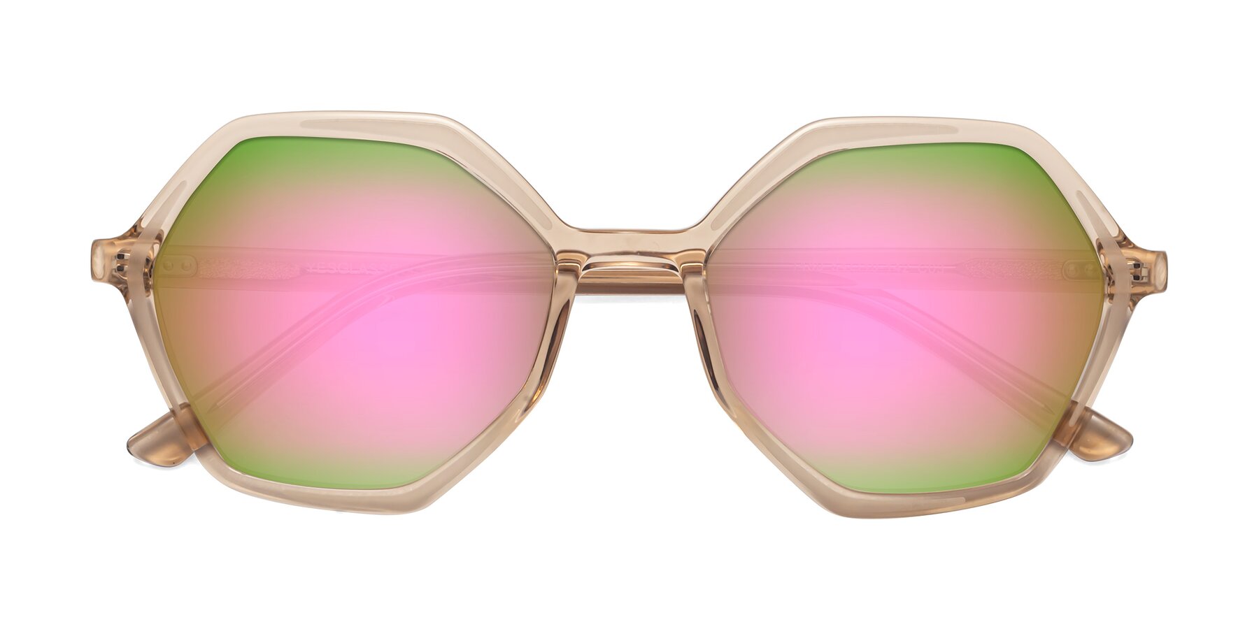 Folded Front of 1489 in Light Brown with Pink Mirrored Lenses