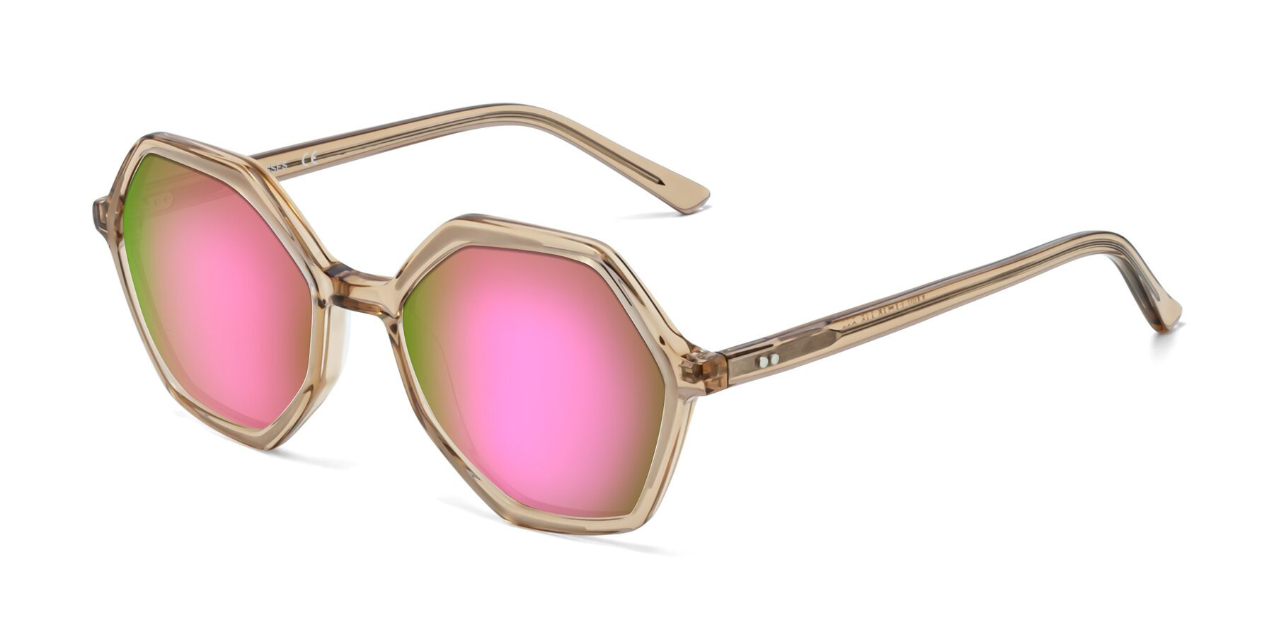 Angle of 1489 in Light Brown with Pink Mirrored Lenses