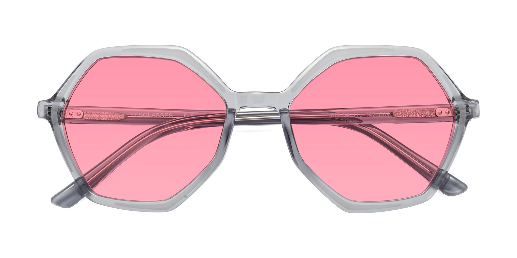 Folded Front of 1489 in Blue-Gray with Medium Pink Tinted Lenses