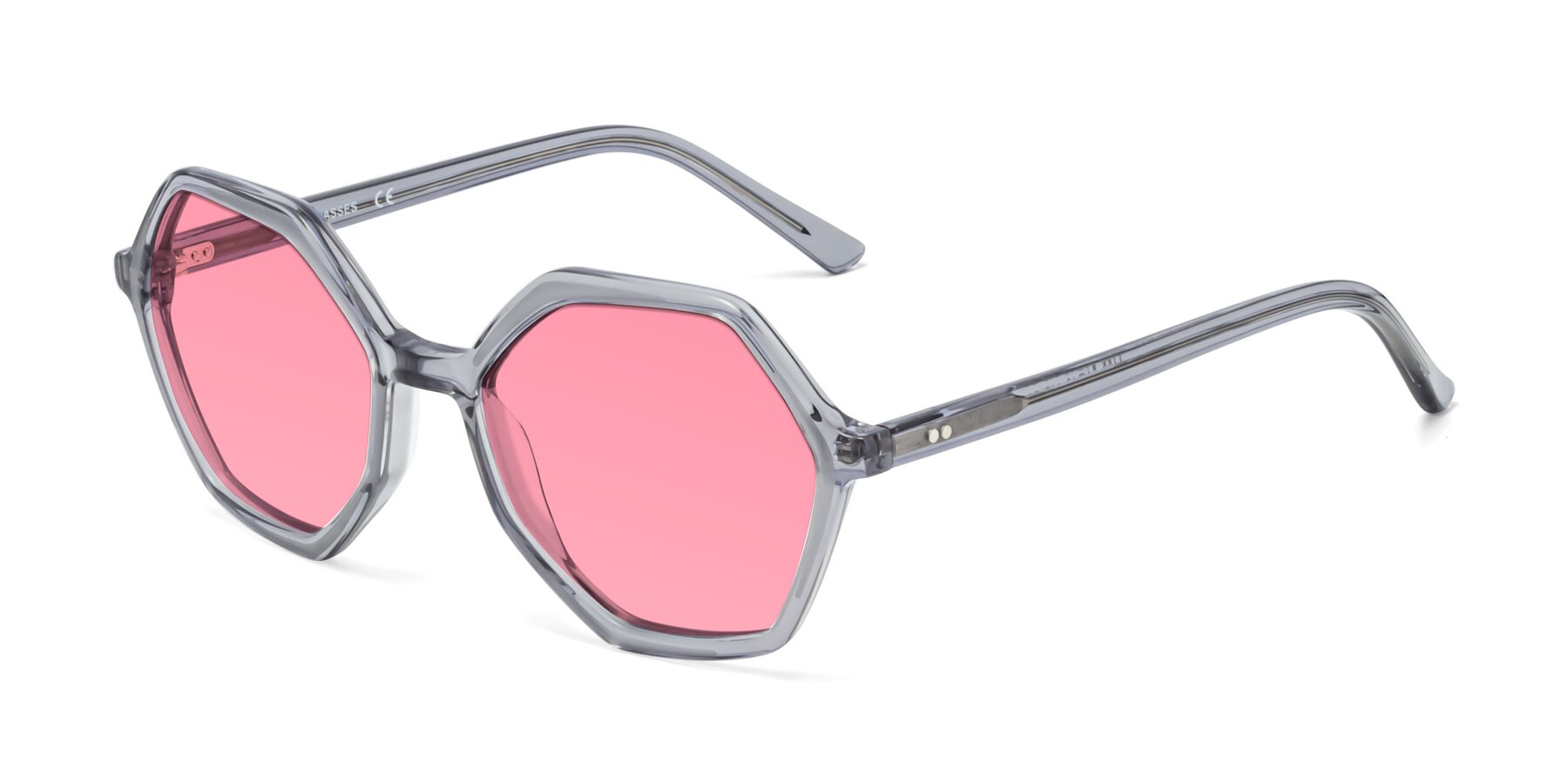 Angle of 1489 in Blue-Gray with Medium Pink Tinted Lenses