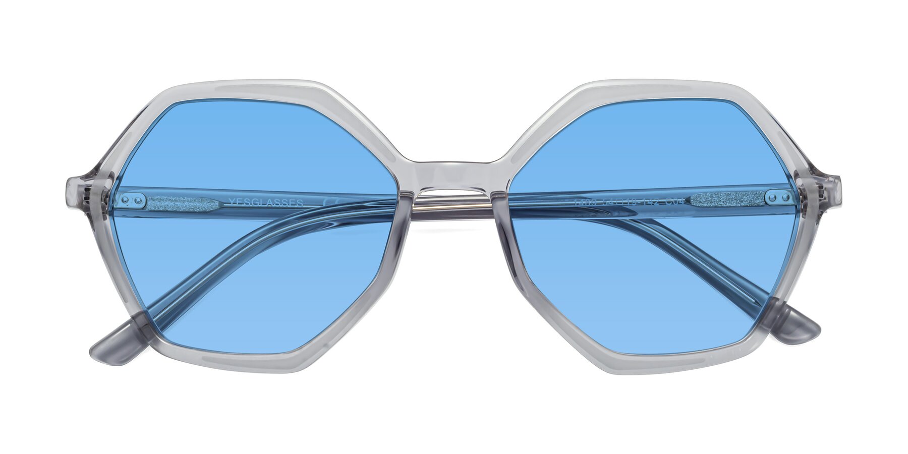 Folded Front of 1489 in Blue-Gray with Medium Blue Tinted Lenses