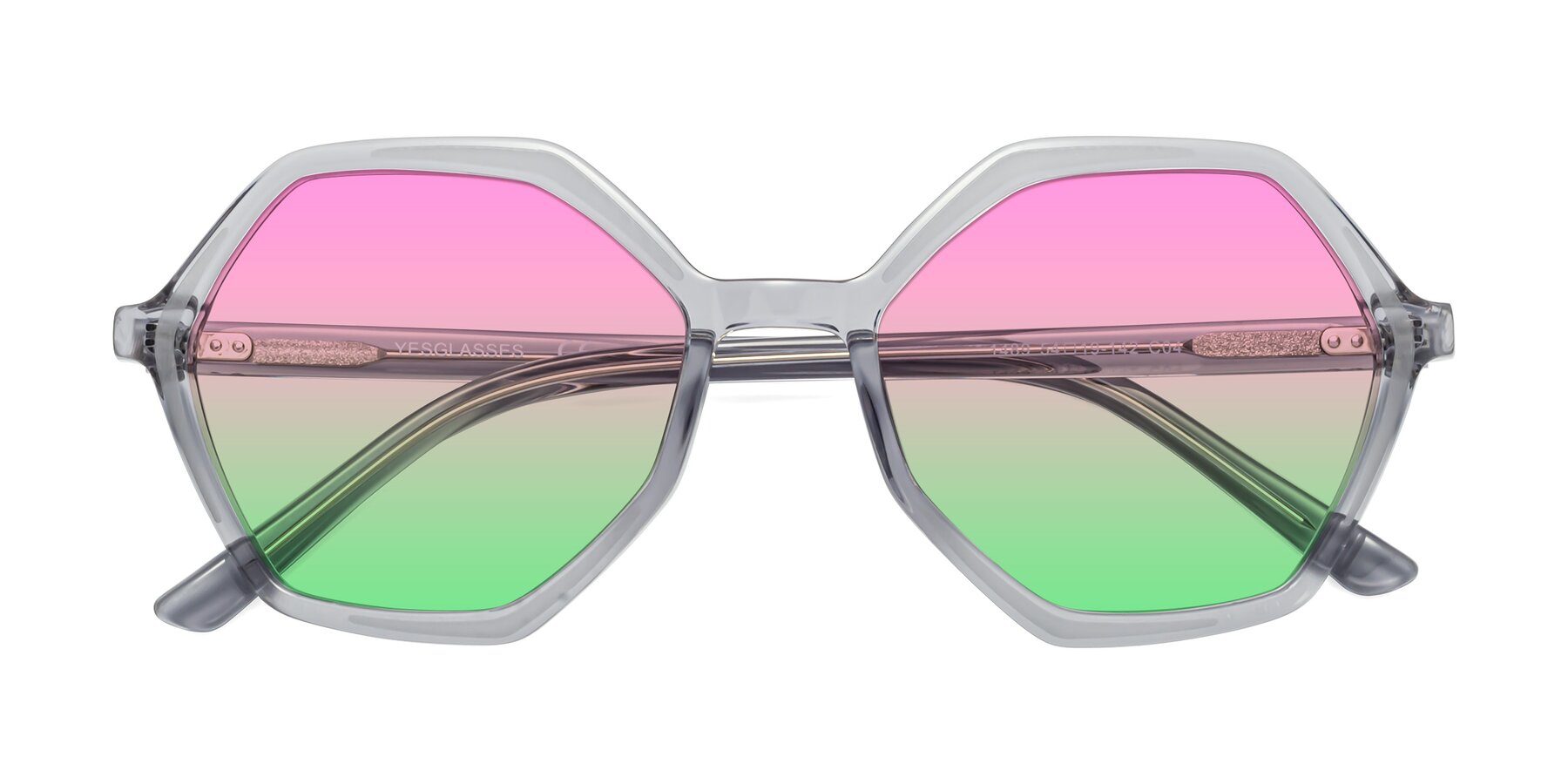 Folded Front of 1489 in Blue-Gray with Pink / Green Gradient Lenses