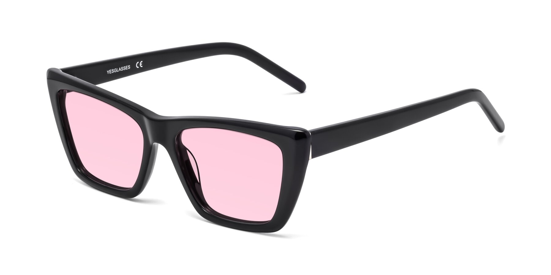 Angle of 1494 in Black with Light Pink Tinted Lenses