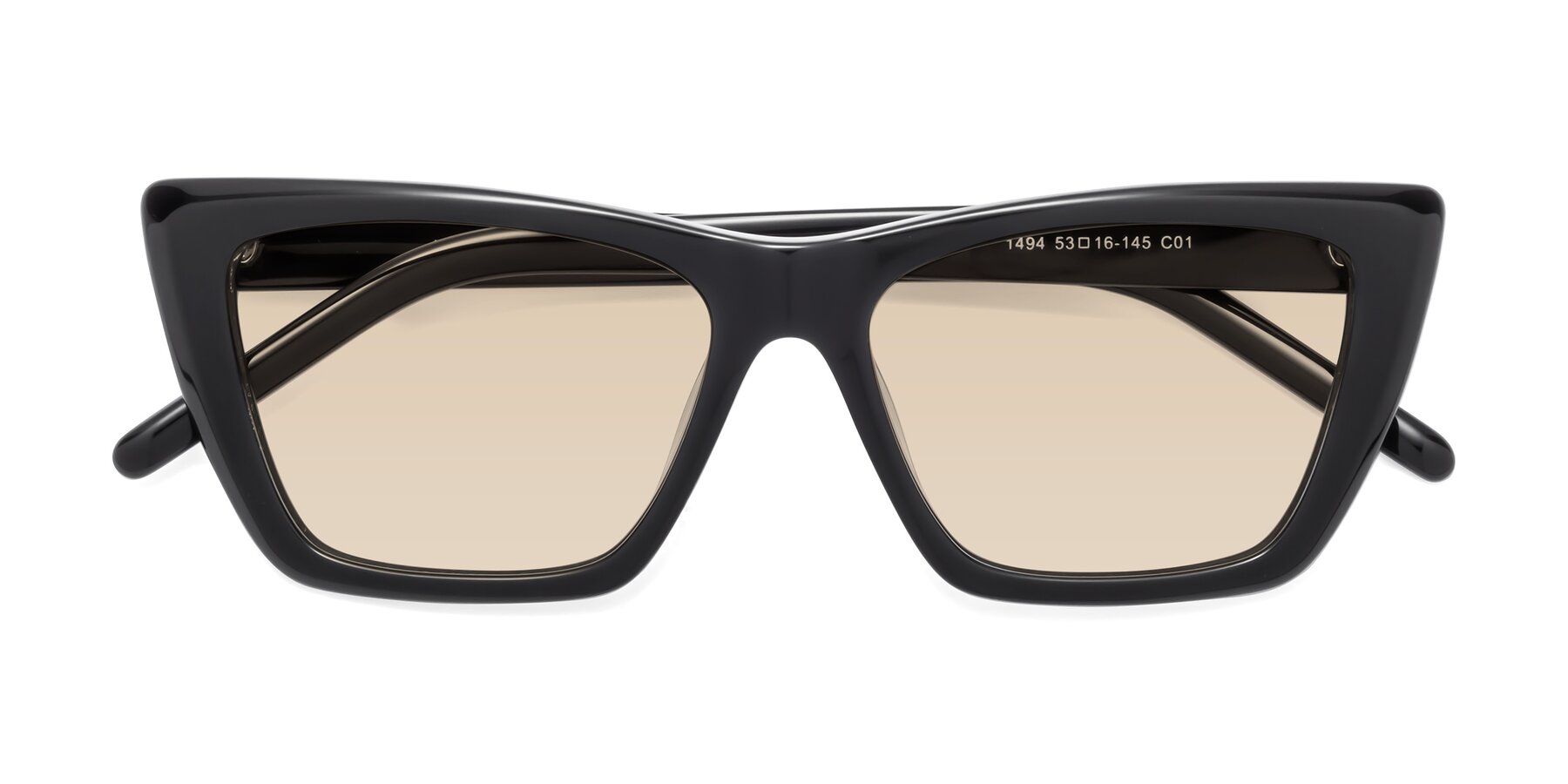 Folded Front of 1494 in Black with Light Brown Tinted Lenses