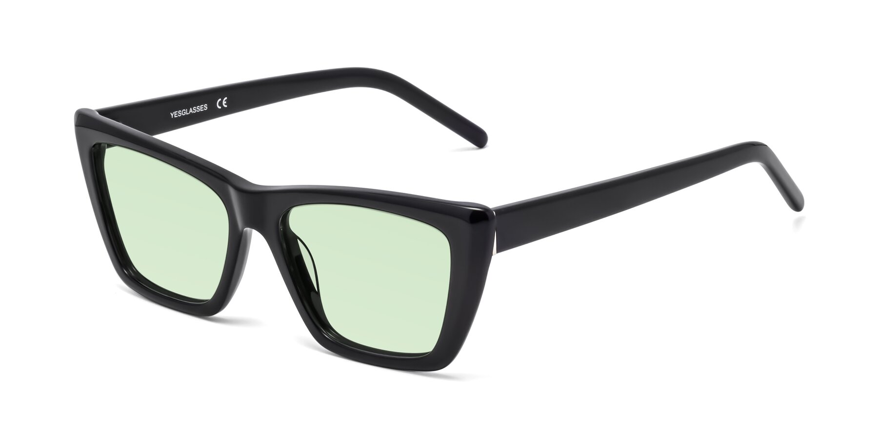 Angle of 1494 in Black with Light Green Tinted Lenses