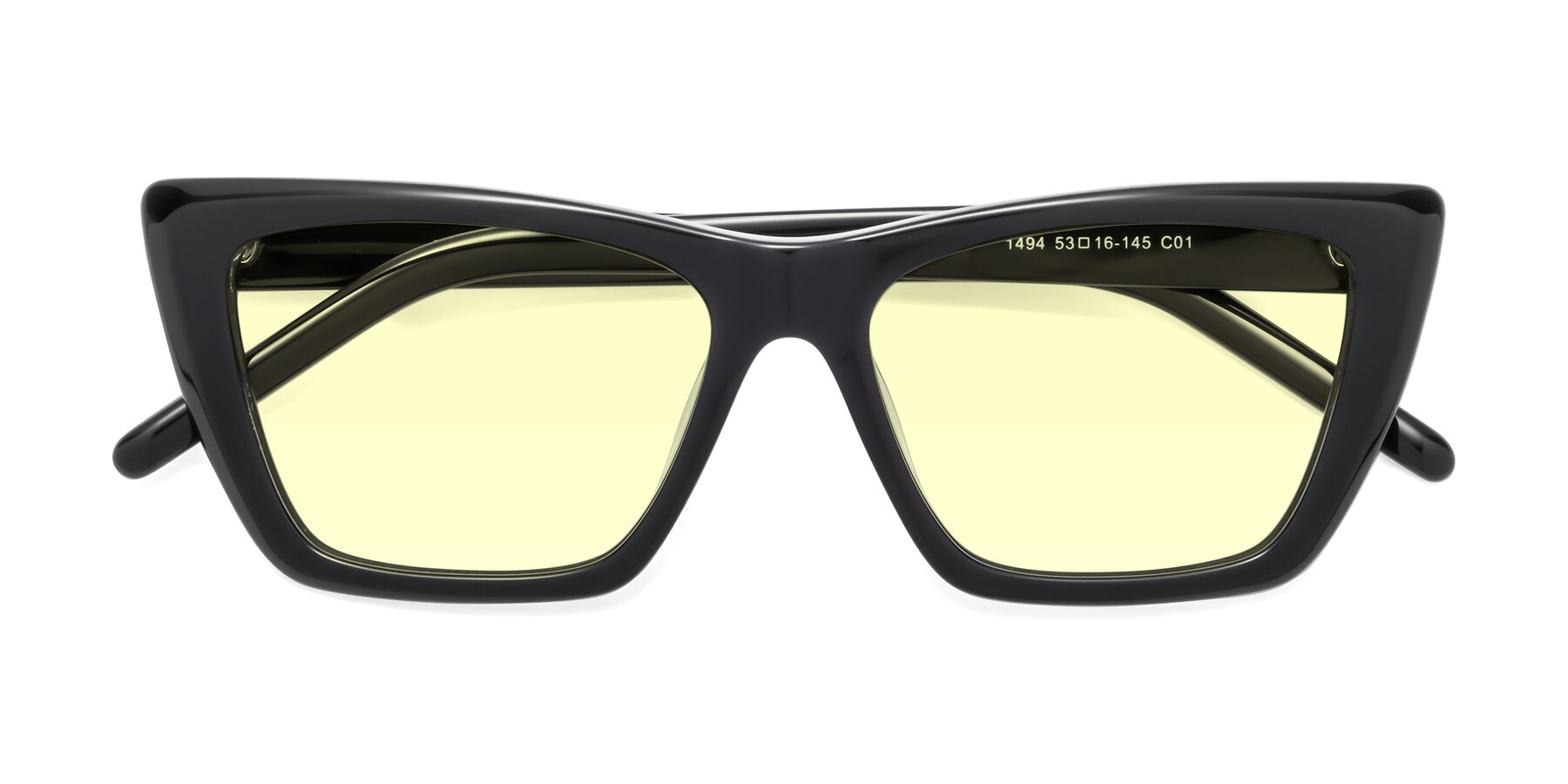 Folded Front of 1494 in Black with Light Yellow Tinted Lenses