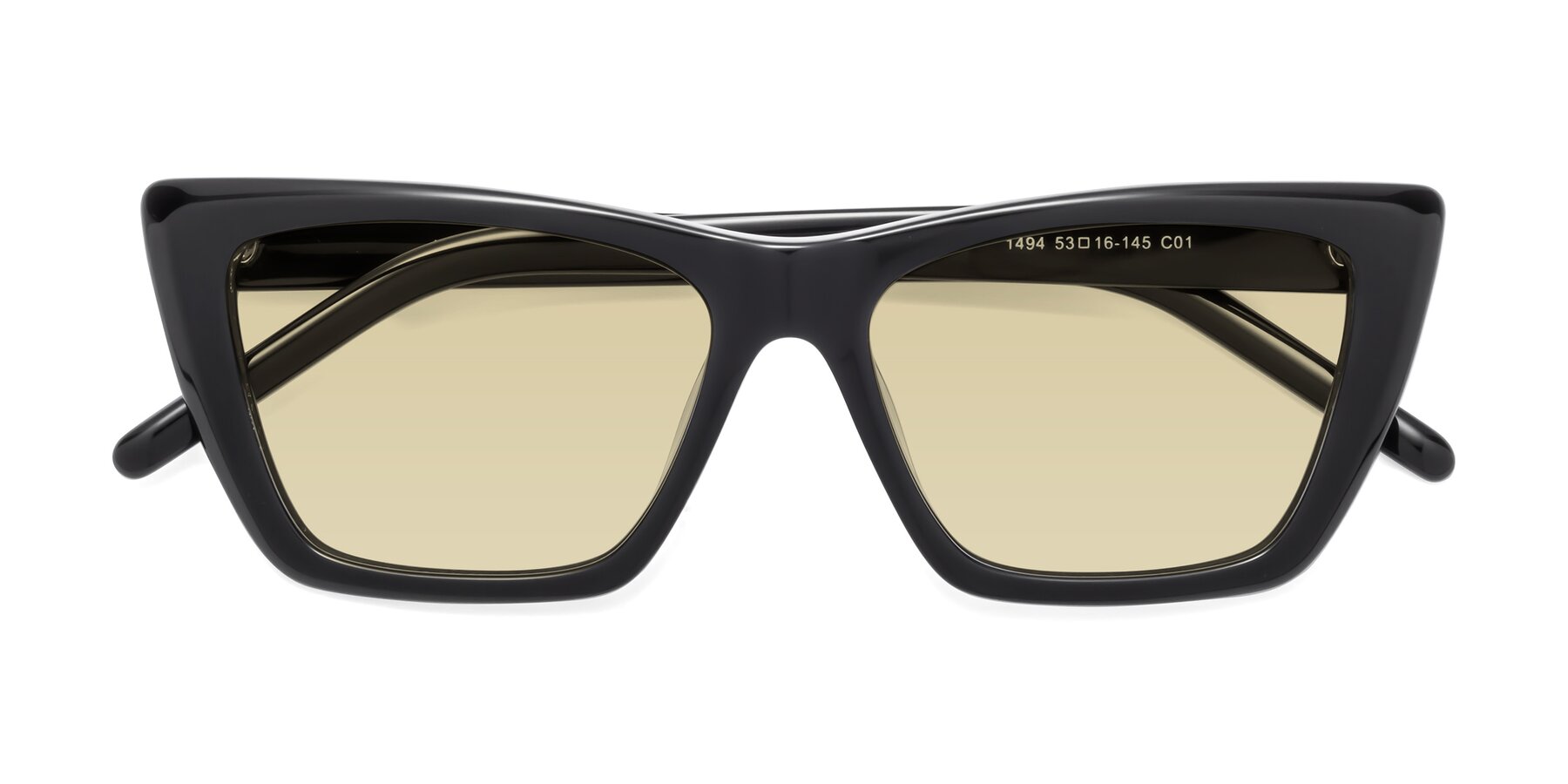Folded Front of 1494 in Black with Light Champagne Tinted Lenses