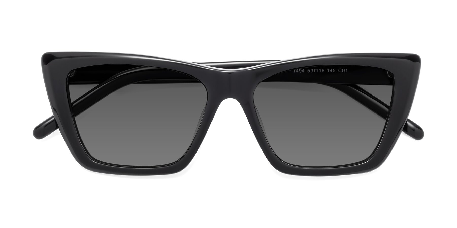 Folded Front of 1494 in Black with Medium Gray Tinted Lenses
