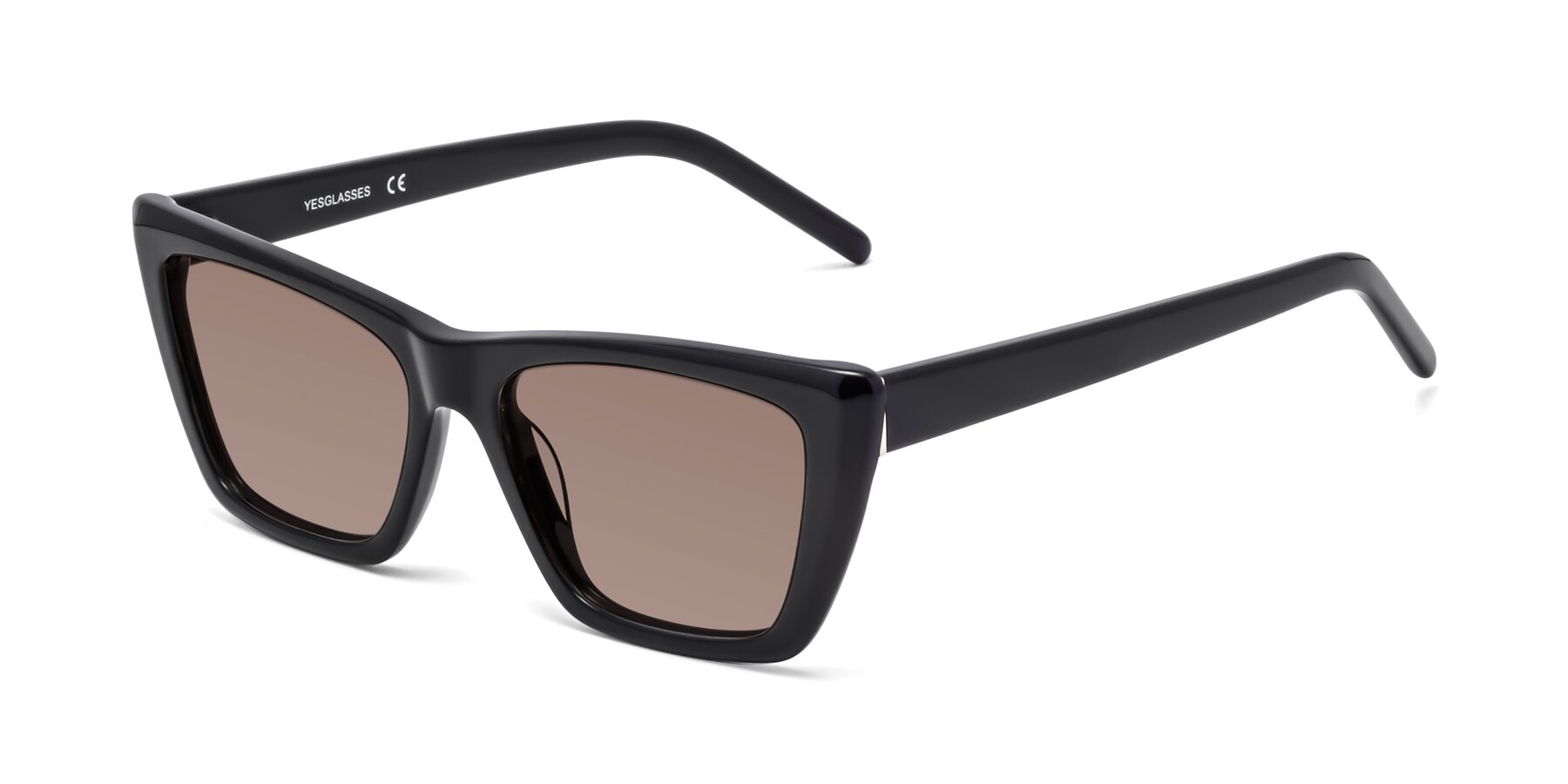 Angle of 1494 in Black with Medium Brown Tinted Lenses