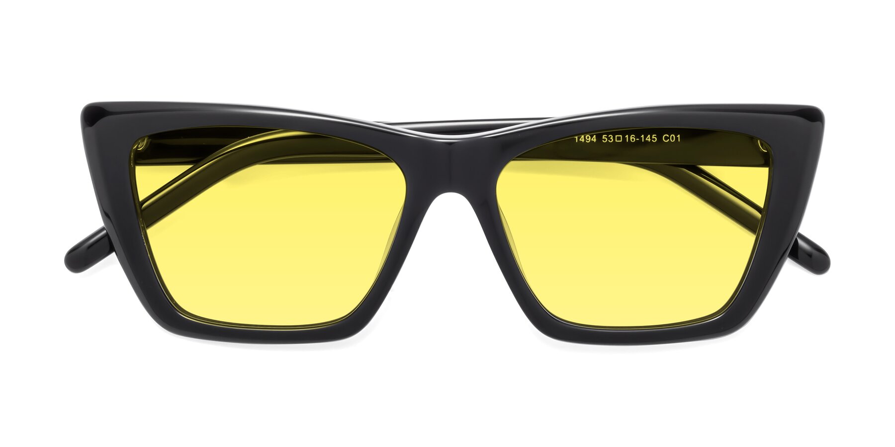Folded Front of 1494 in Black with Medium Yellow Tinted Lenses