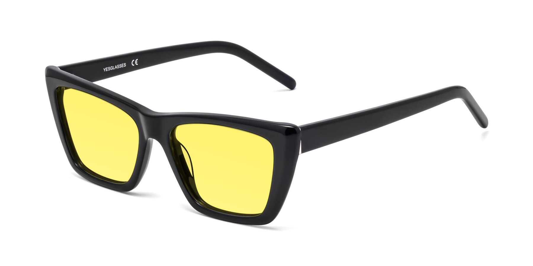 Angle of 1494 in Black with Medium Yellow Tinted Lenses