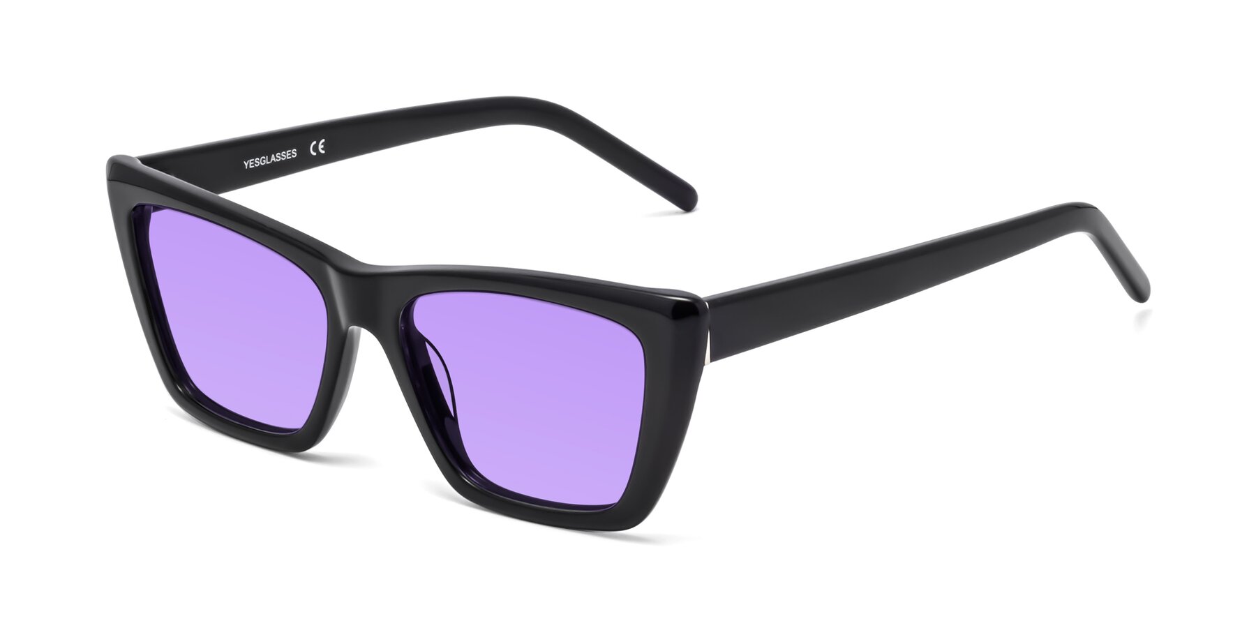 Angle of 1494 in Black with Medium Purple Tinted Lenses
