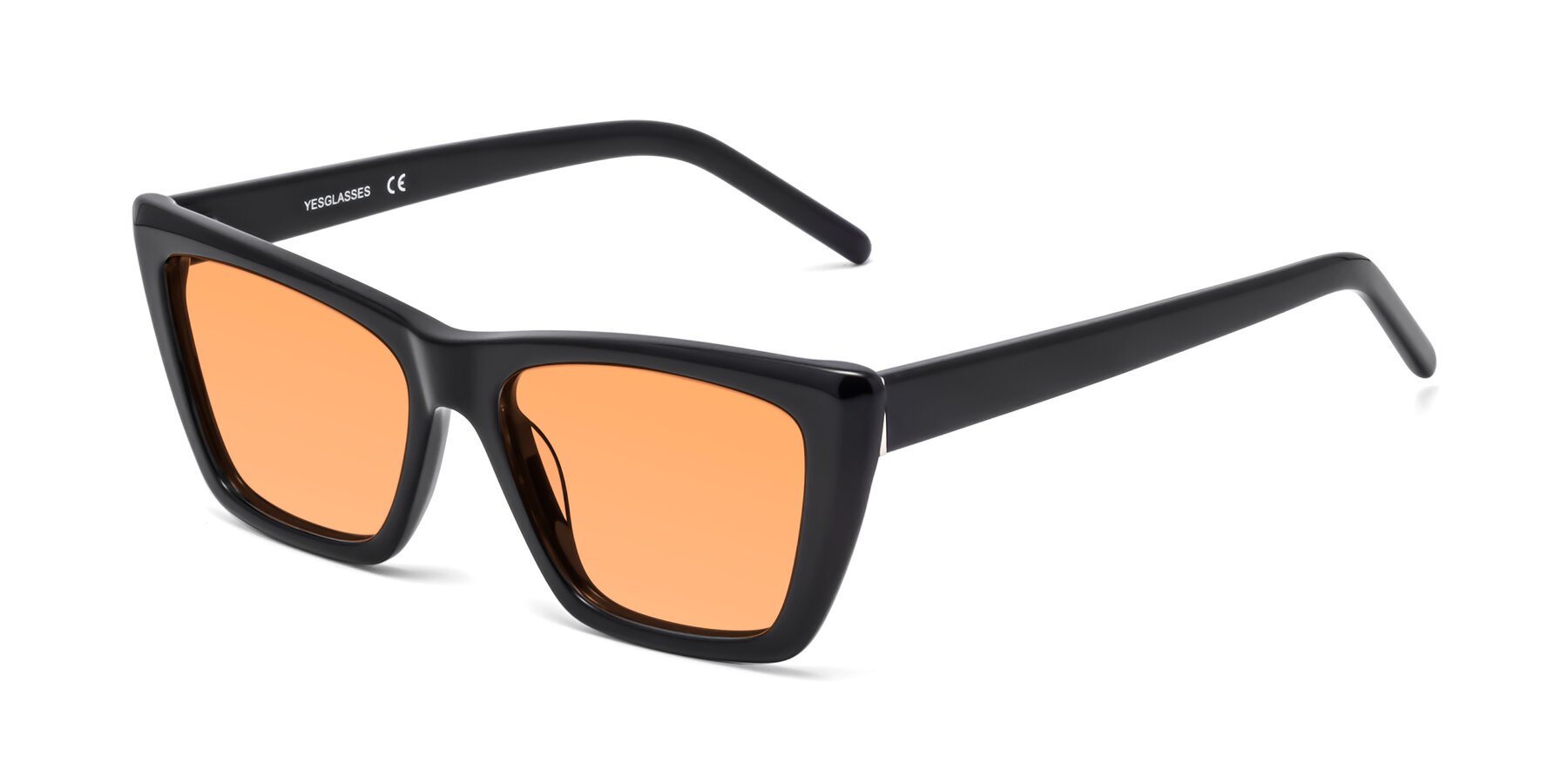 Angle of 1494 in Black with Medium Orange Tinted Lenses