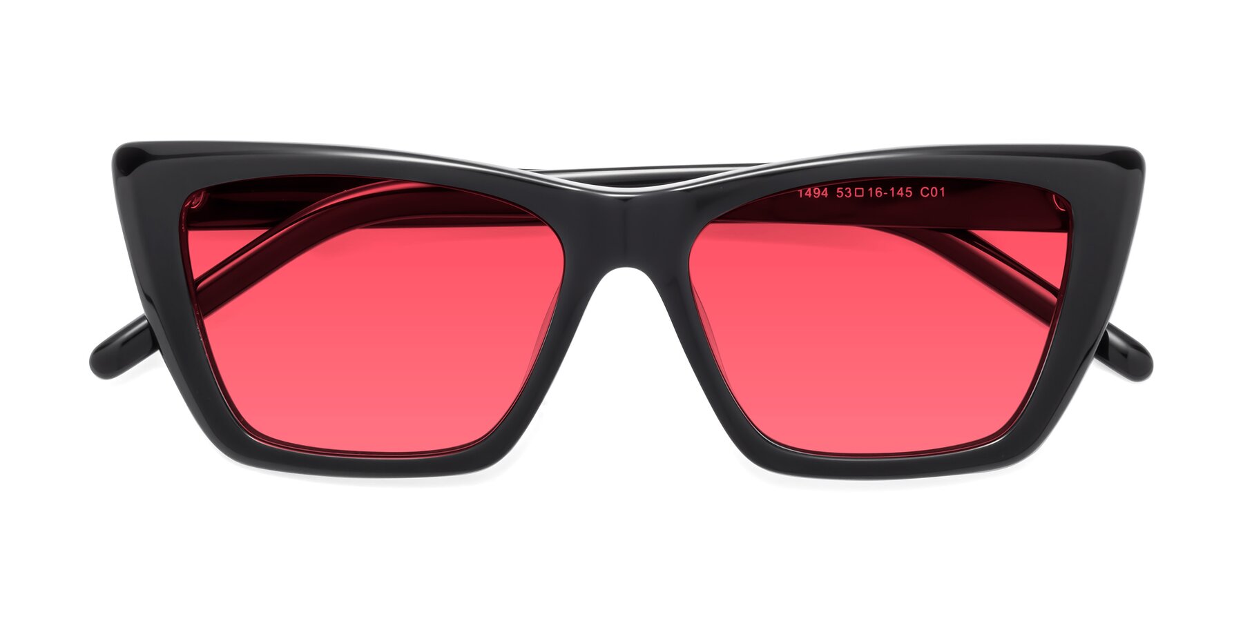 Folded Front of 1494 in Black with Pink Tinted Lenses