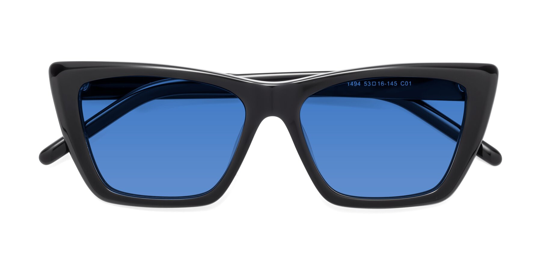 Folded Front of 1494 in Black with Blue Tinted Lenses