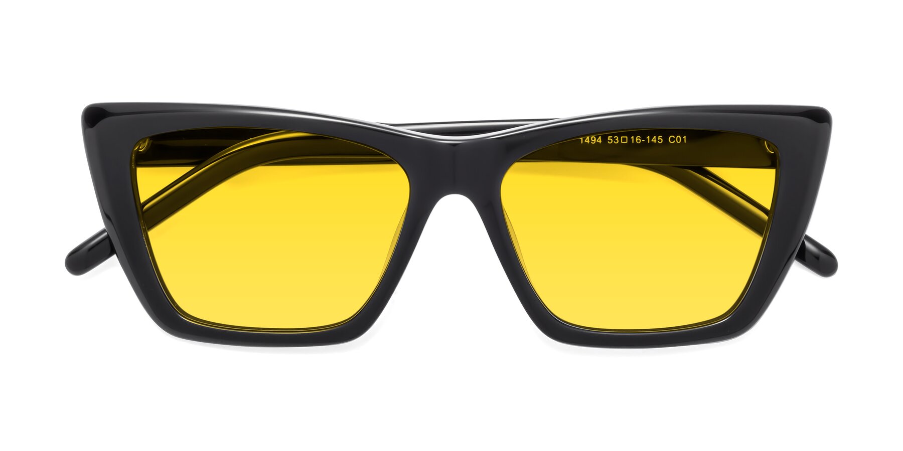Folded Front of 1494 in Black with Yellow Tinted Lenses
