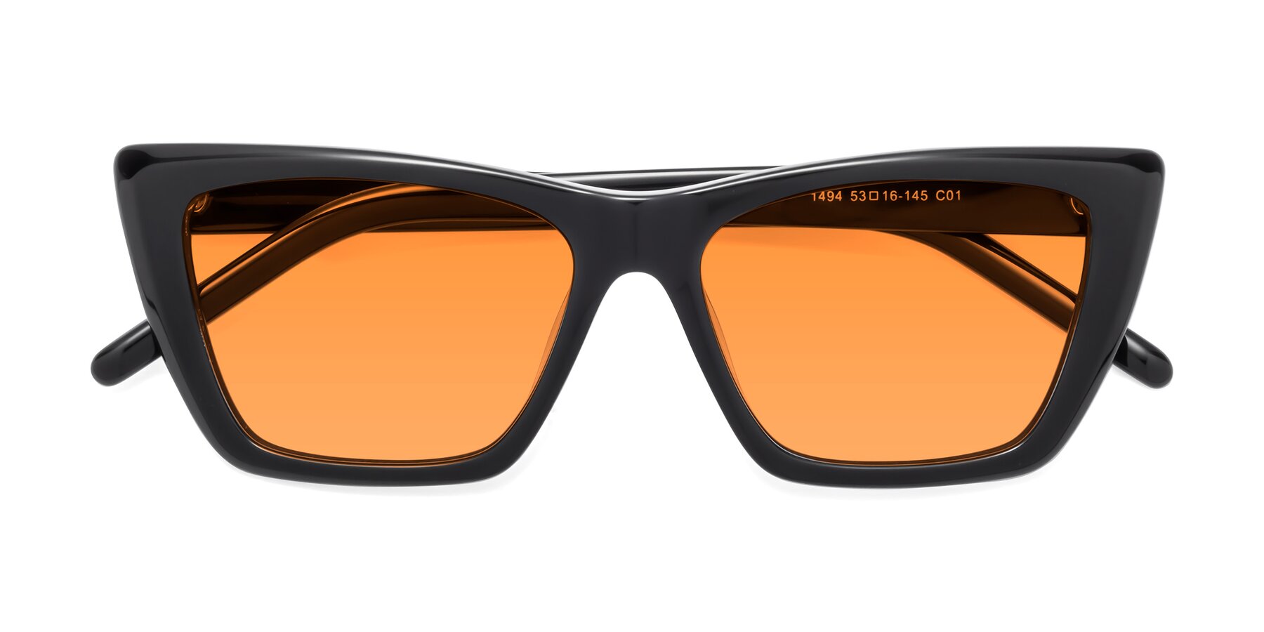 Folded Front of 1494 in Black with Orange Tinted Lenses