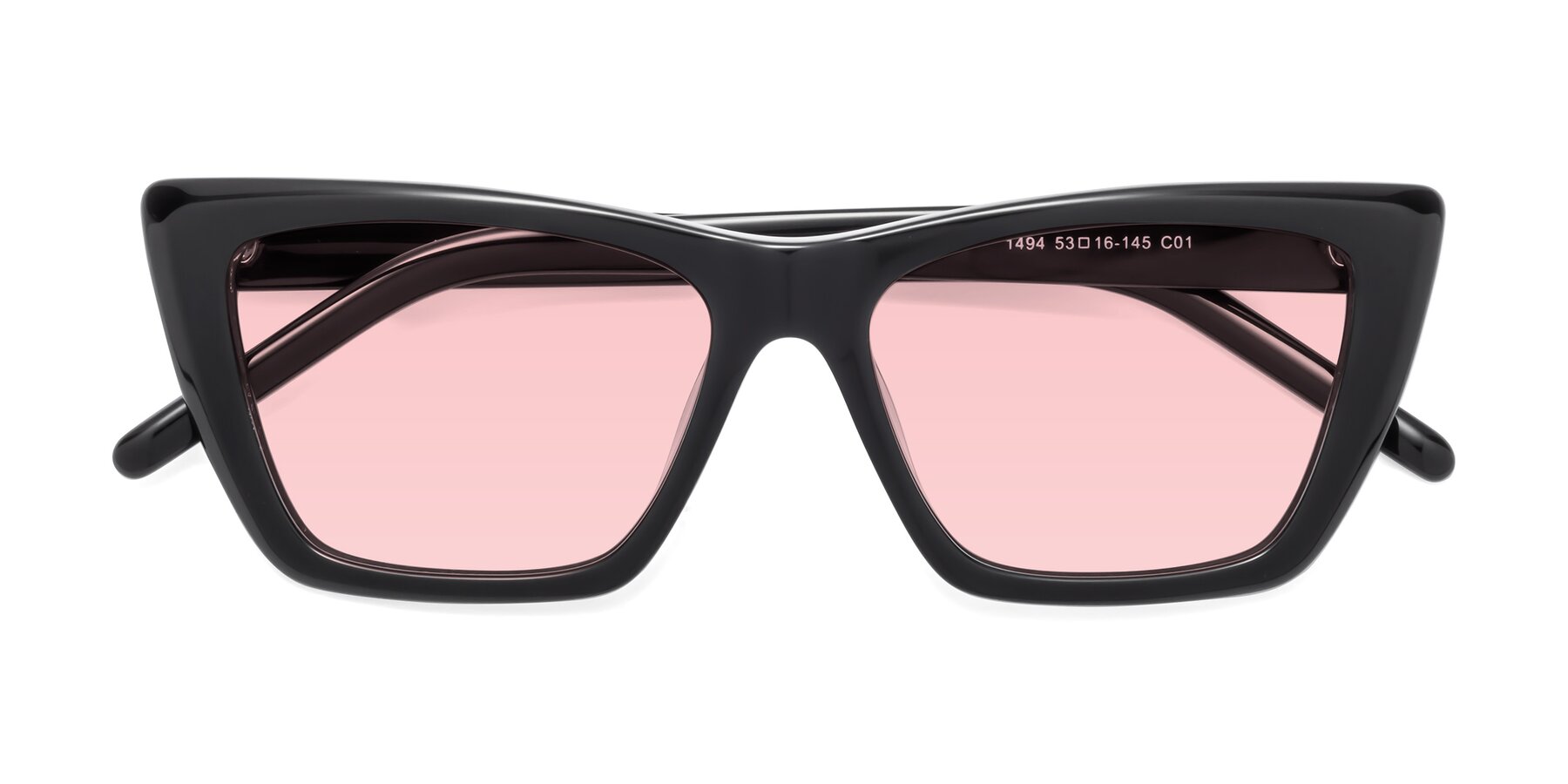 Folded Front of 1494 in Black with Light Garnet Tinted Lenses