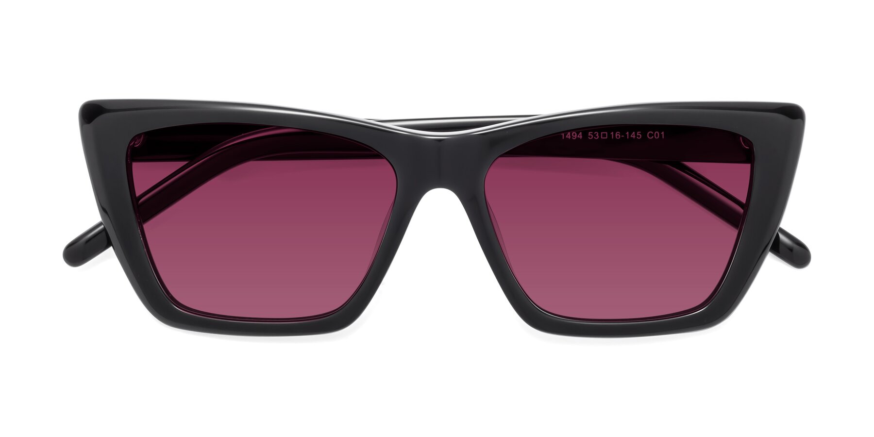 Folded Front of 1494 in Black with Wine Tinted Lenses