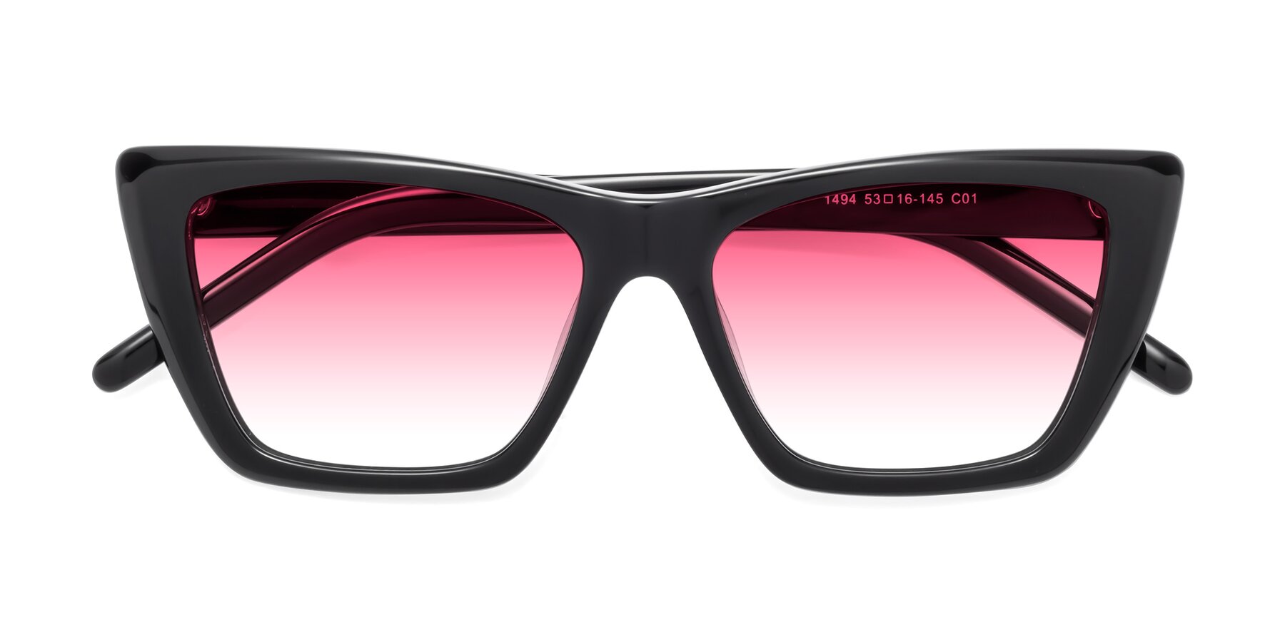 Folded Front of 1494 in Black with Pink Gradient Lenses