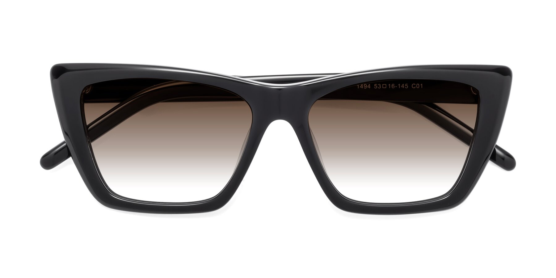 Folded Front of 1494 in Black with Brown Gradient Lenses