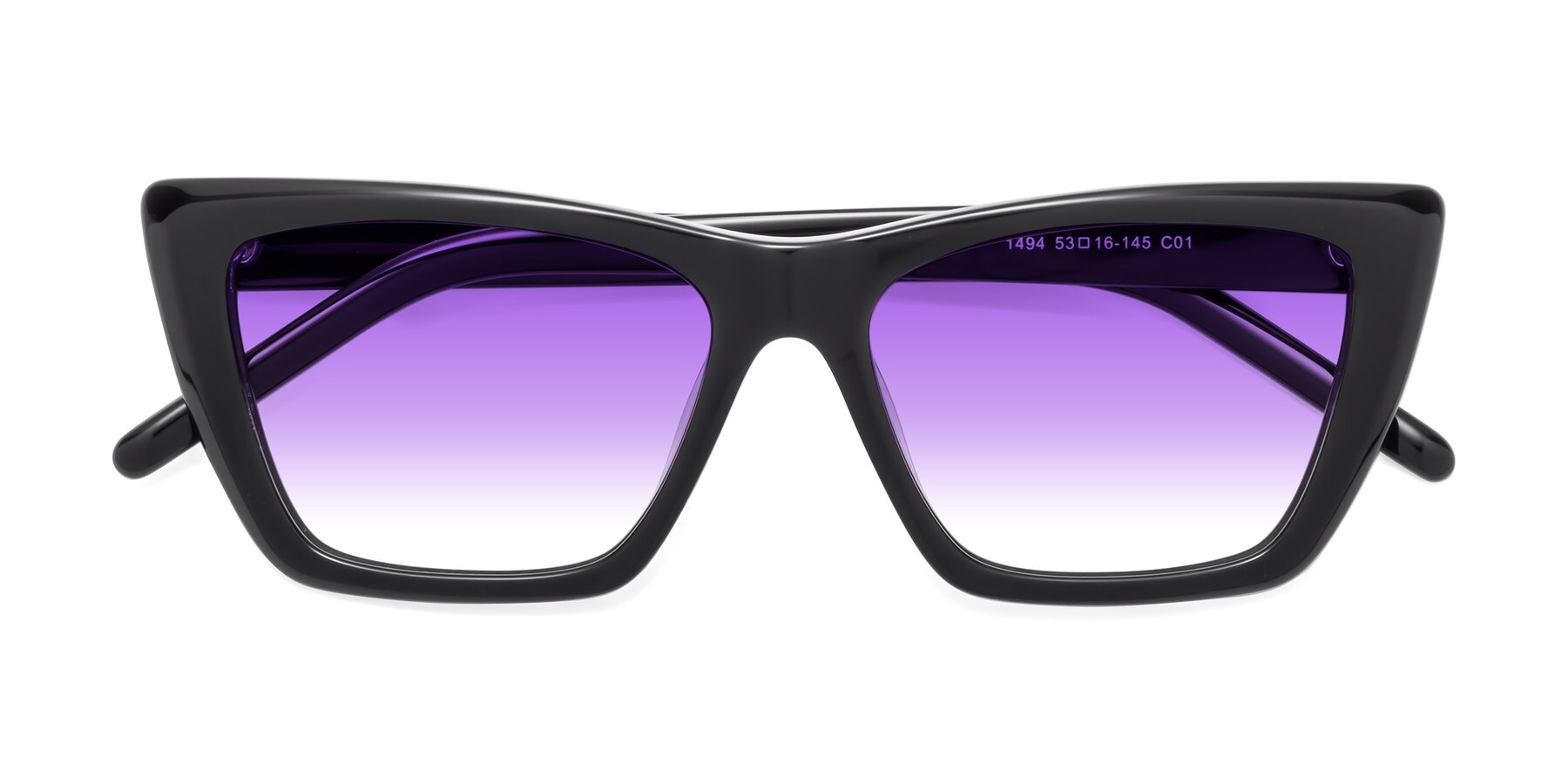 Folded Front of 1494 in Black with Purple Gradient Lenses