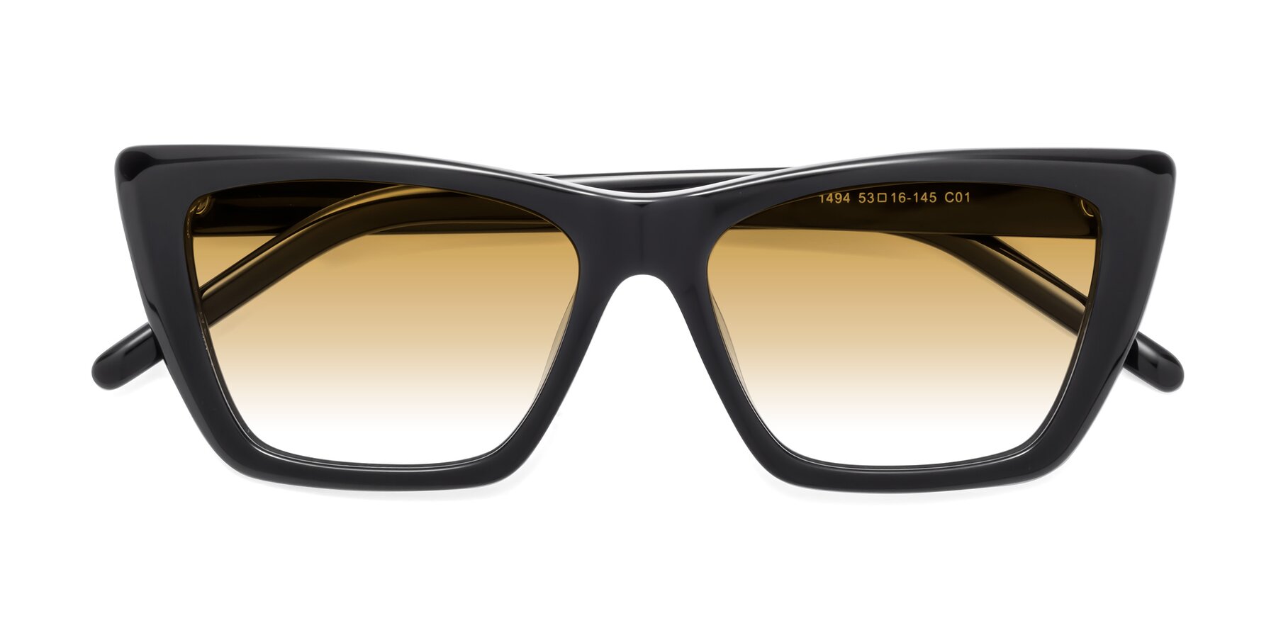 Folded Front of 1494 in Black with Champagne Gradient Lenses