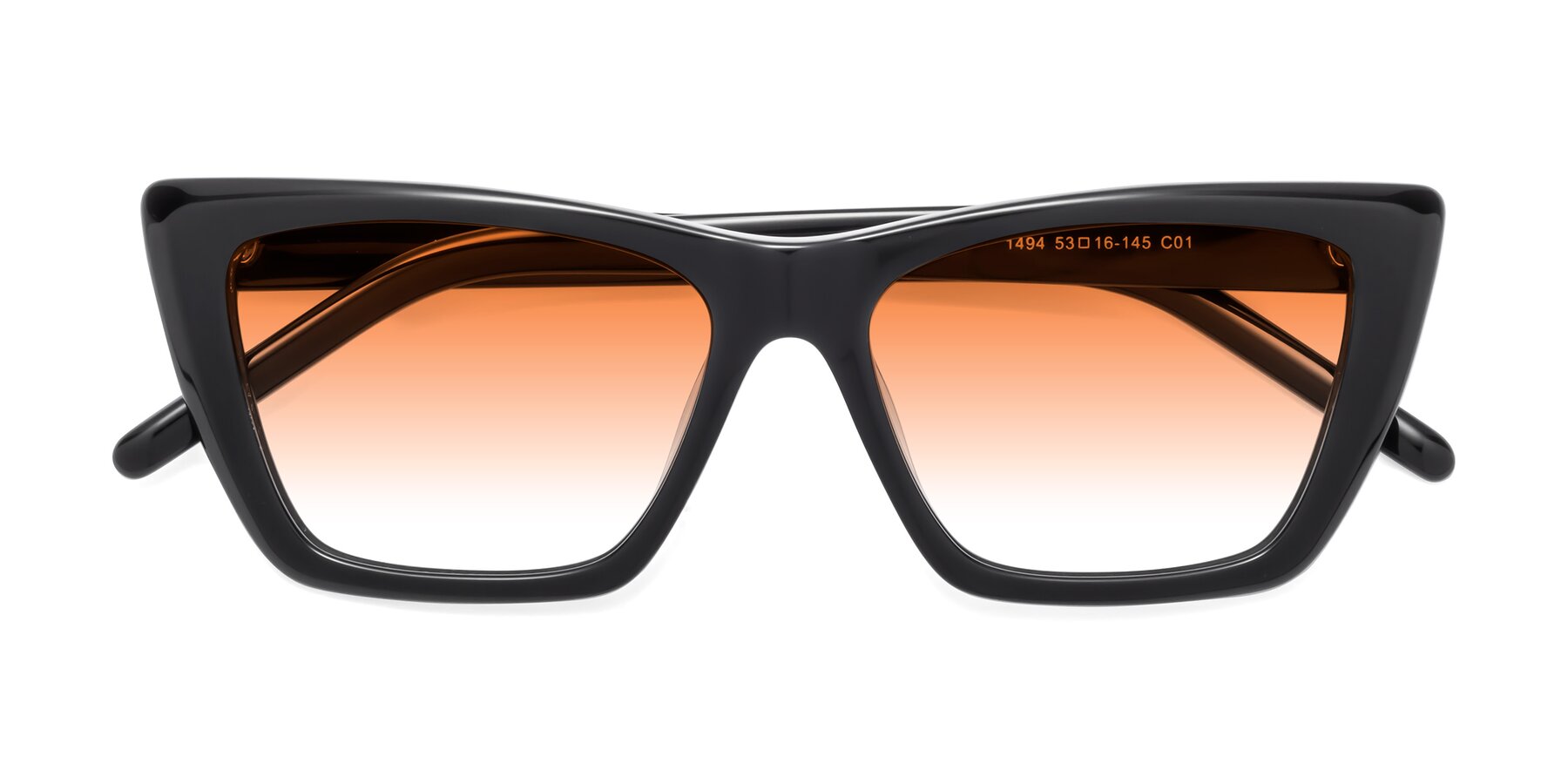 Folded Front of 1494 in Black with Orange Gradient Lenses