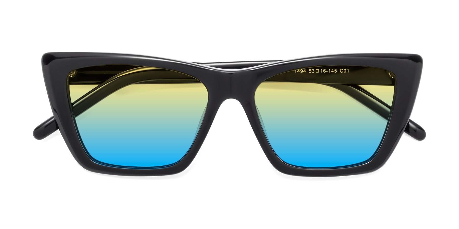 Folded Front of 1494 in Black with Yellow / Blue Gradient Lenses