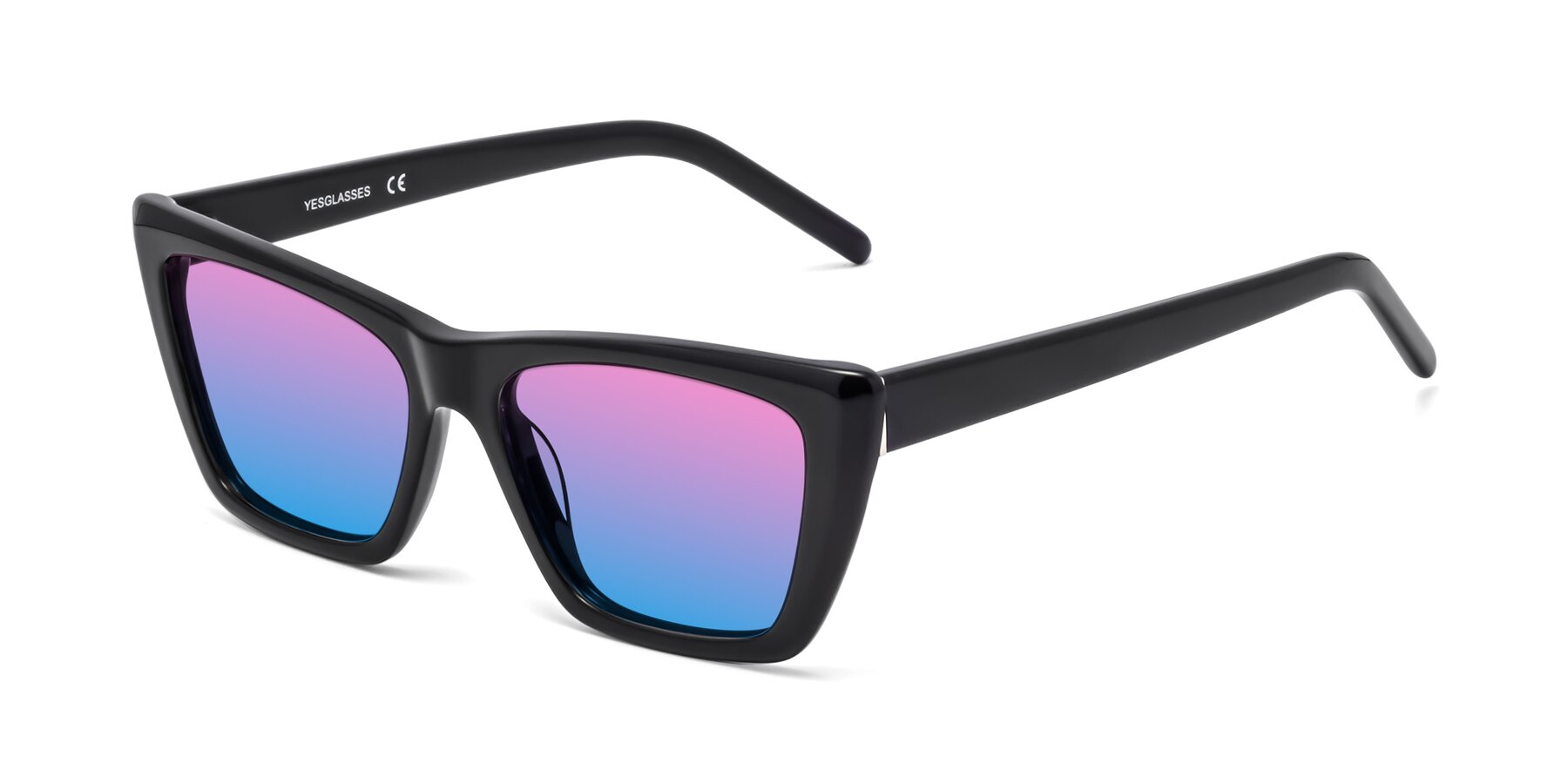 Angle of 1494 in Black with Pink / Blue Gradient Lenses