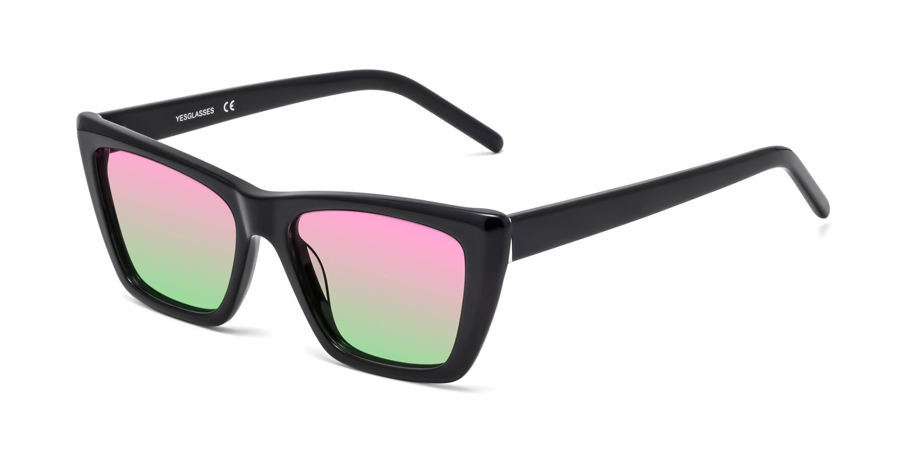 Angle of 1494 in Black with Pink / Green Gradient Lenses