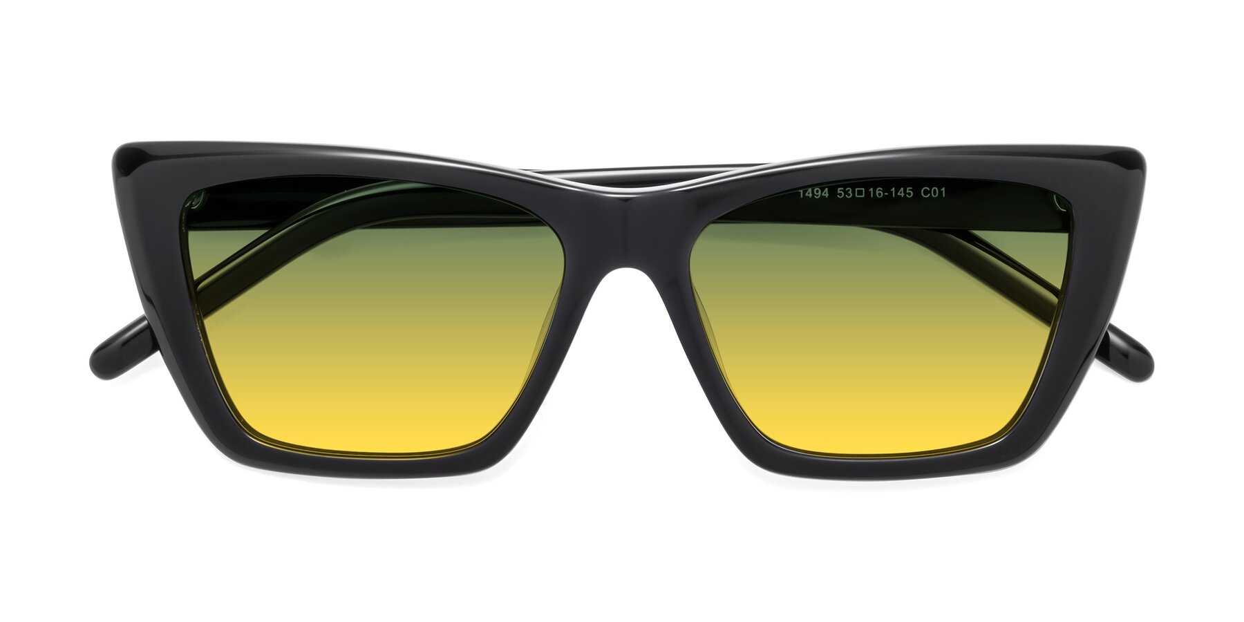Folded Front of 1494 in Black with Green / Yellow Gradient Lenses