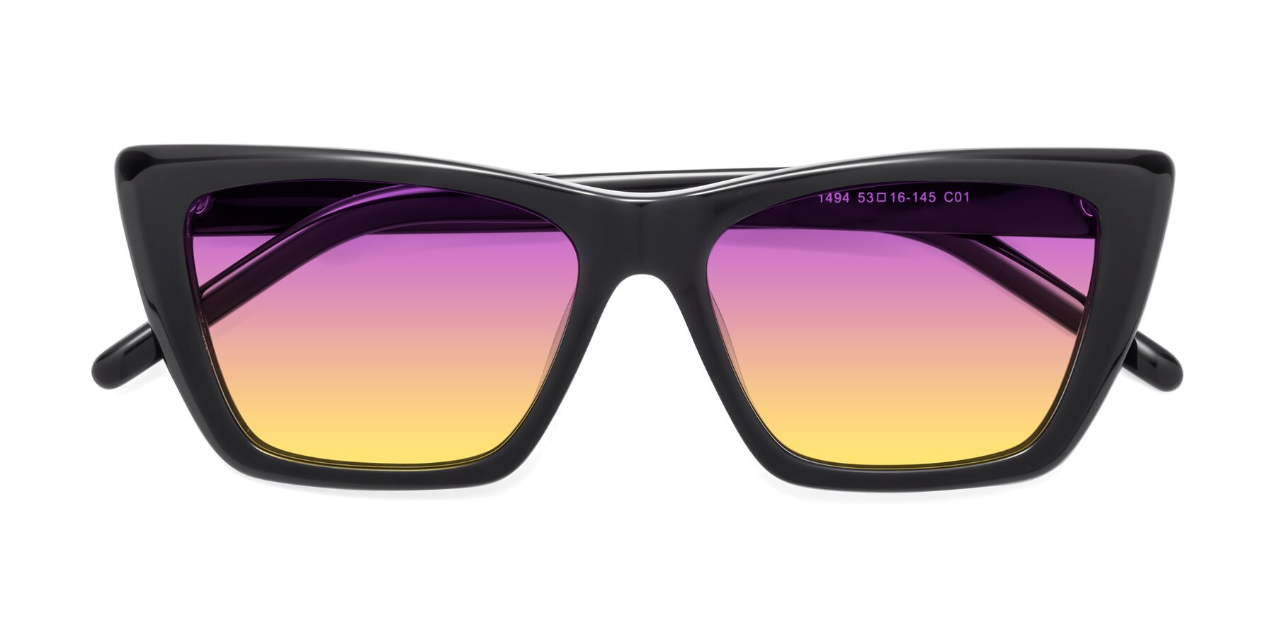 Folded Front of 1494 in Black with Purple / Yellow Gradient Lenses